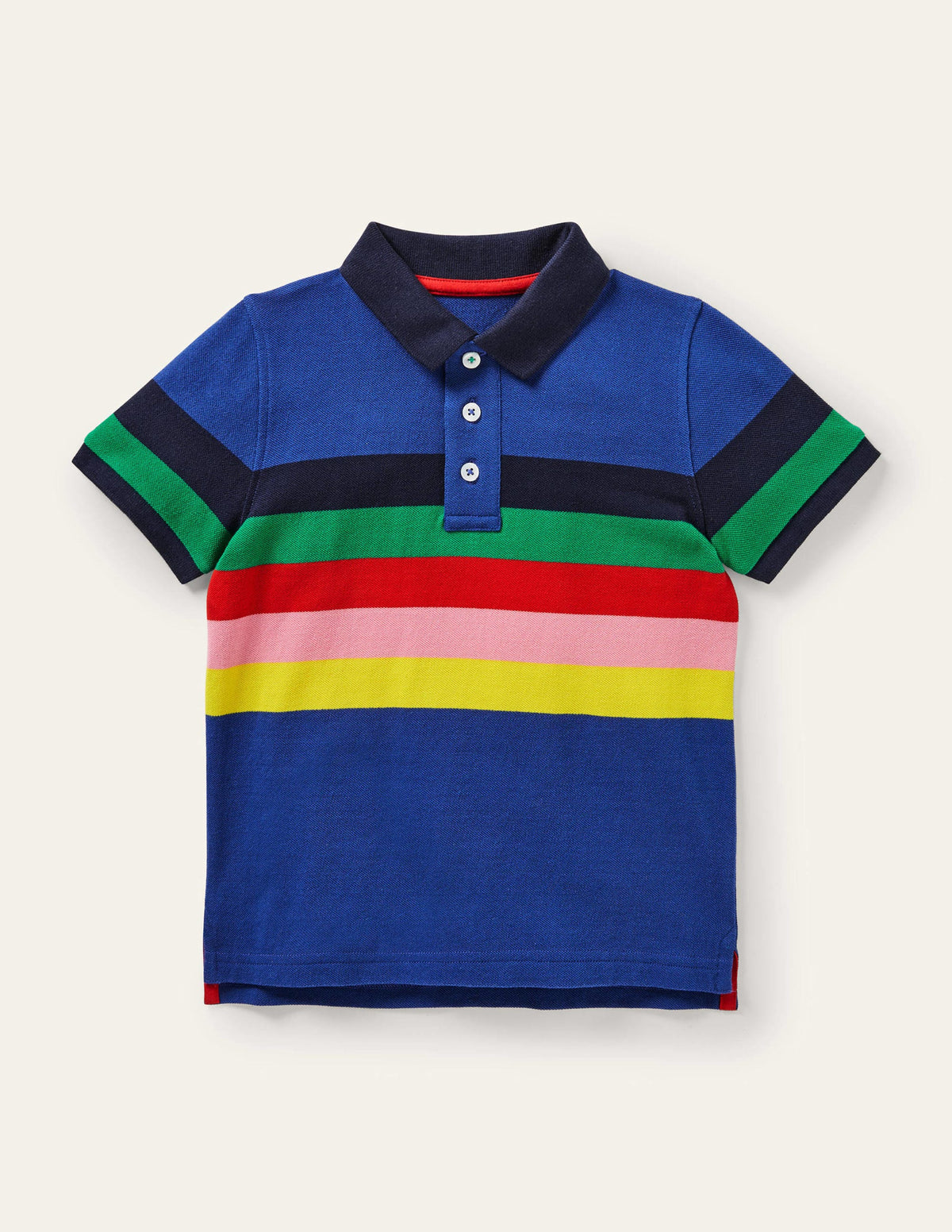 Polo en piqué-Bleu de Delft/arc-en-ciel-1