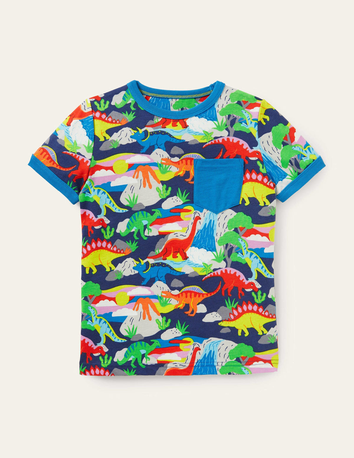 T-shirt imprimé à bordures contrastantes-Dinosaure multi-1