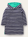 Frottee-Badeponcho-Dunkelblau/Weiß