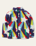 Blue Star Print Zip-up Fleece Jacket-Étoile filante bleu tribord