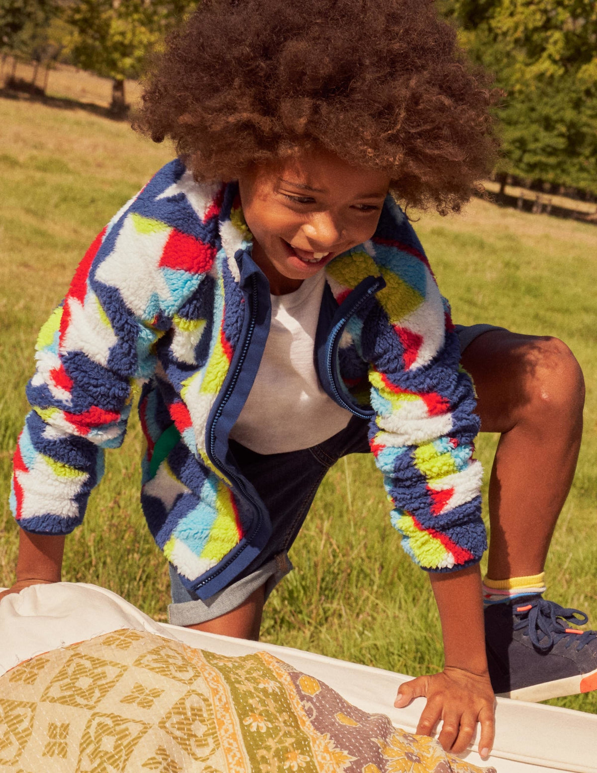 Blue Star Print Zip-up Fleece Jacket-Étoile filante bleu tribord - Image 9