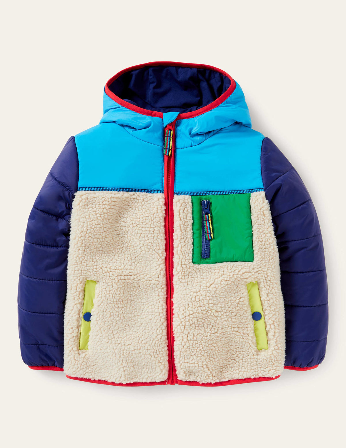 Colourblock Zip-up Fleece Jacket-Multi Colourblock - Image 1
