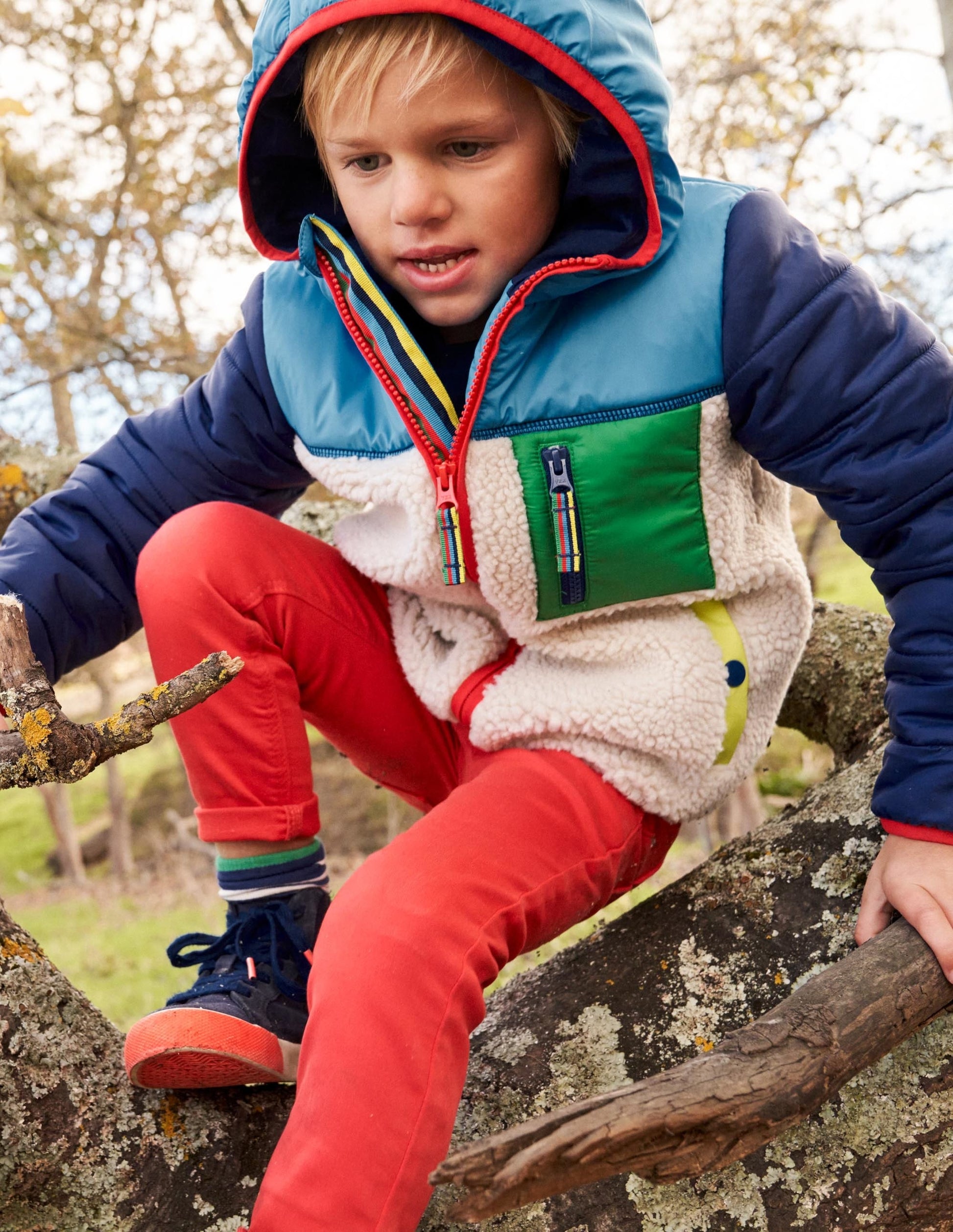 Colourblock Zip-up Fleece Jacket-Multi Colourblock-4