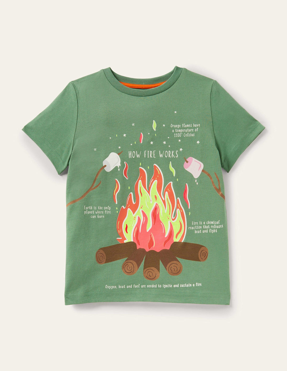 Im Dunkeln leuchtendes T-Shirt-Rosmaringrün, Lagerfeuer - Image 1