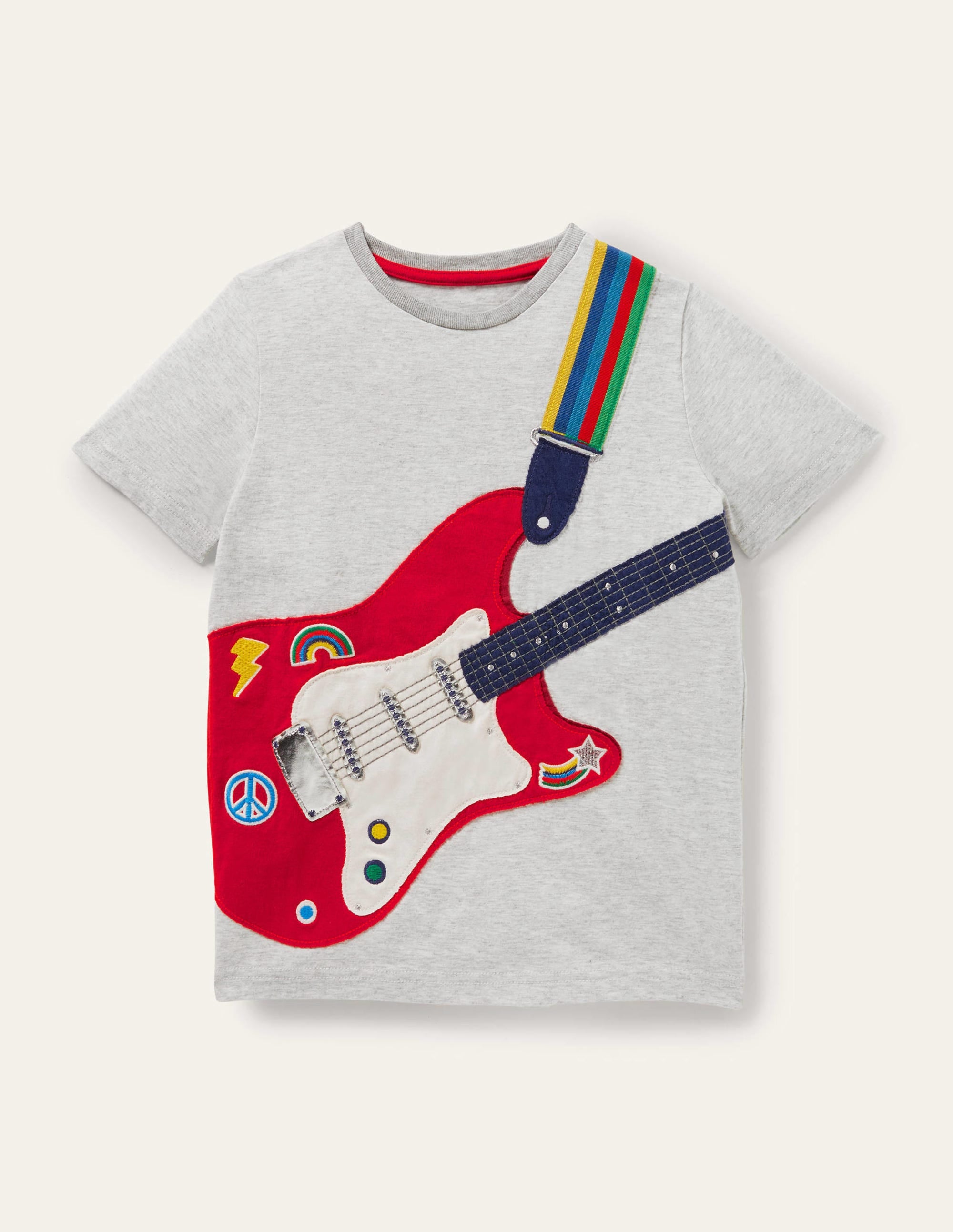 Oberteil mit Gitarre auf Vorder- und Rückseite-Grau Meliert - Image 1