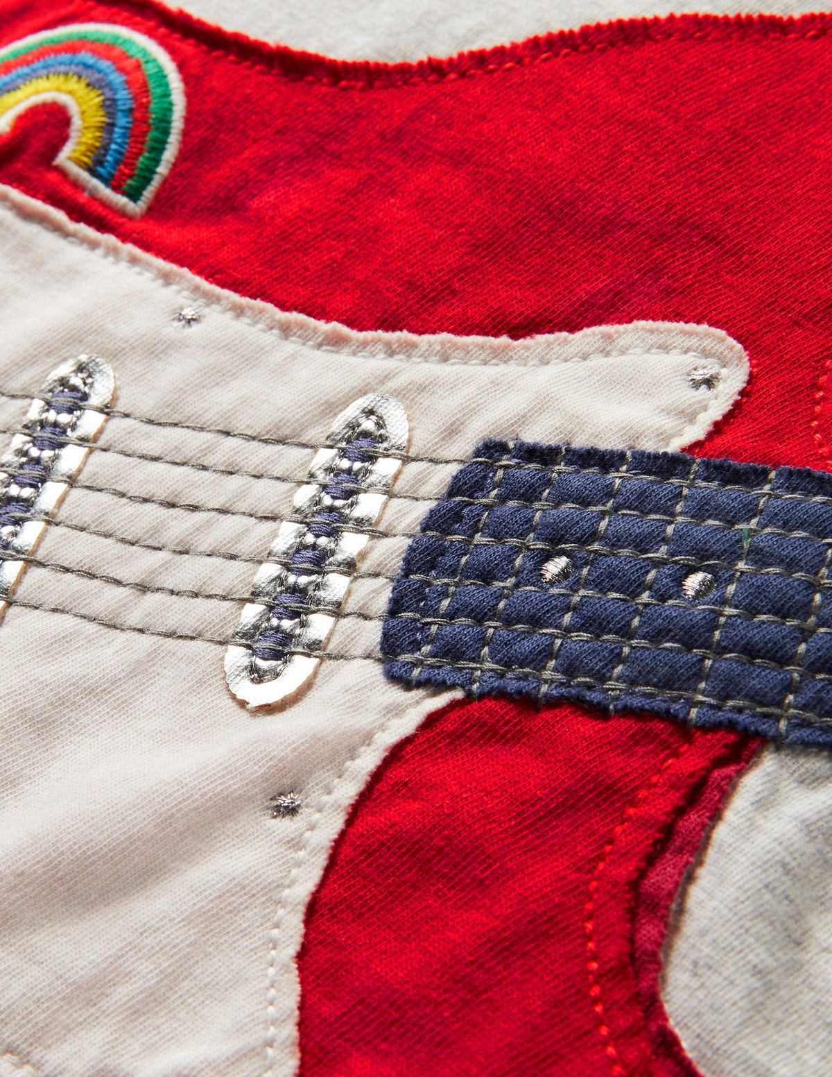 Oberteil mit Gitarre auf Vorder- und Rückseite-Grau Meliert - Image 3