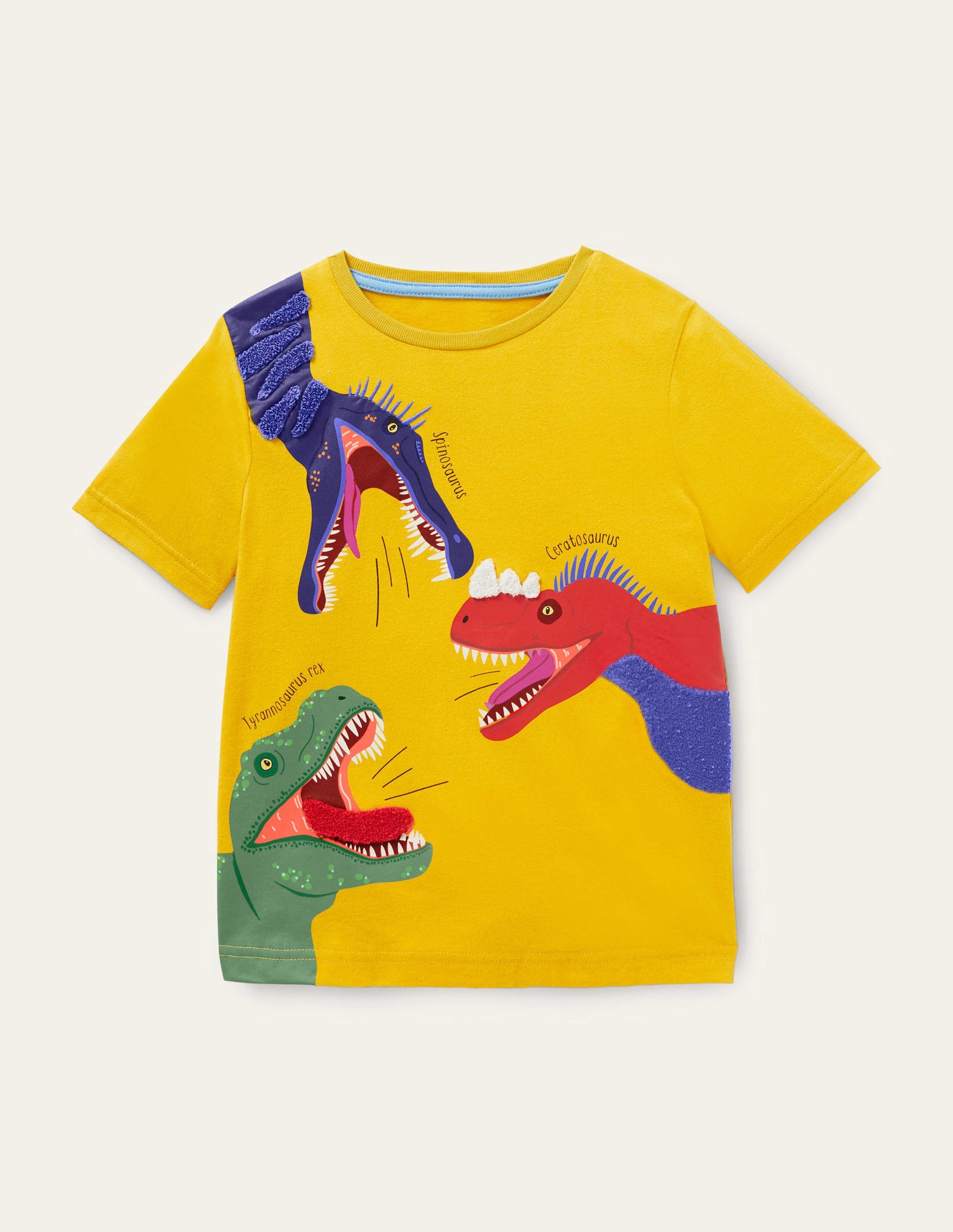 Oberteil mit Dinosaurier-Applikation-Narzissengelb, Dinosaurier-1