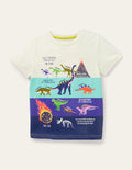 T-shirt graphique éducatif-Dinosaure ivoire