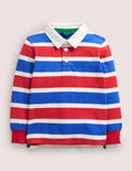 Klassisches Rugby-Hemd-Rockabilly-Rot/Blitzblau