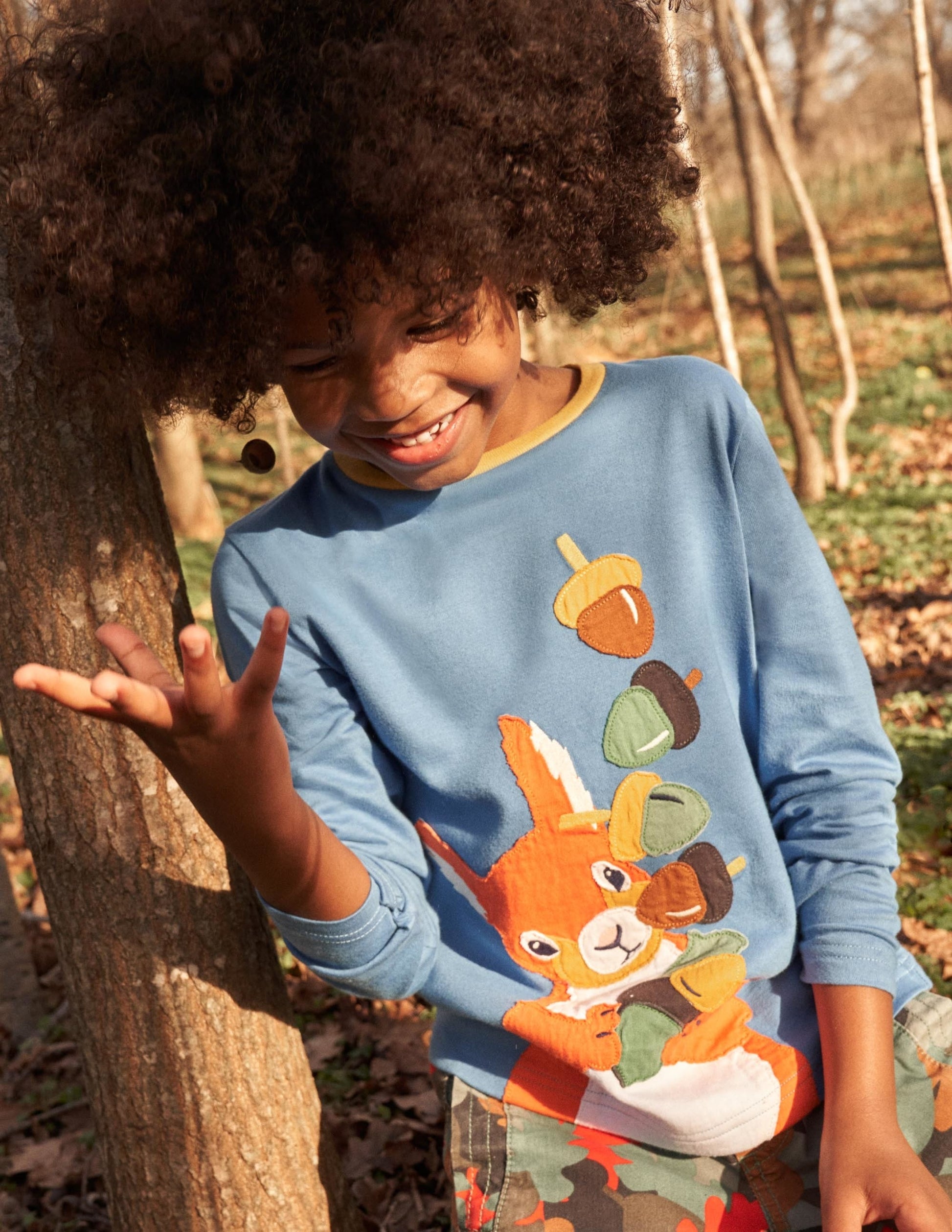 Front & Back Appliqué T-shirt-Riviera Blue Squirrel-4