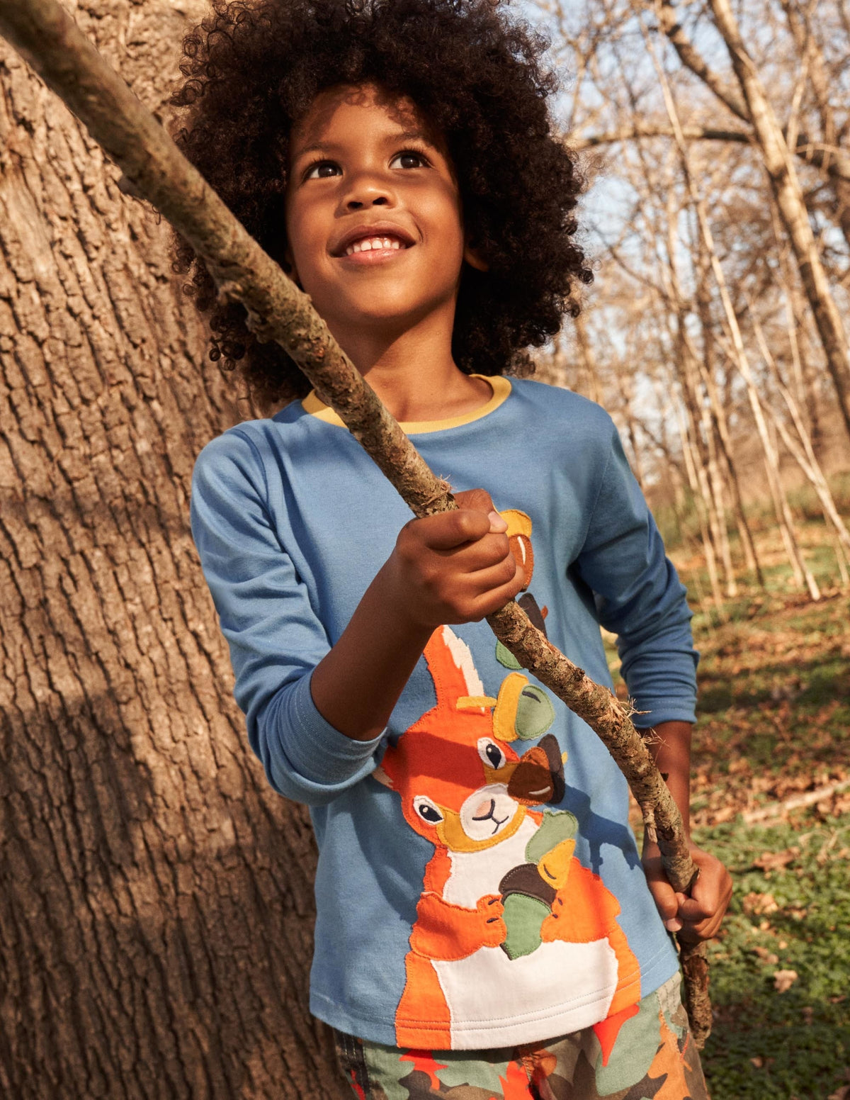 Front & Back Appliqué T-shirt-Riviera Blue Squirrel-5