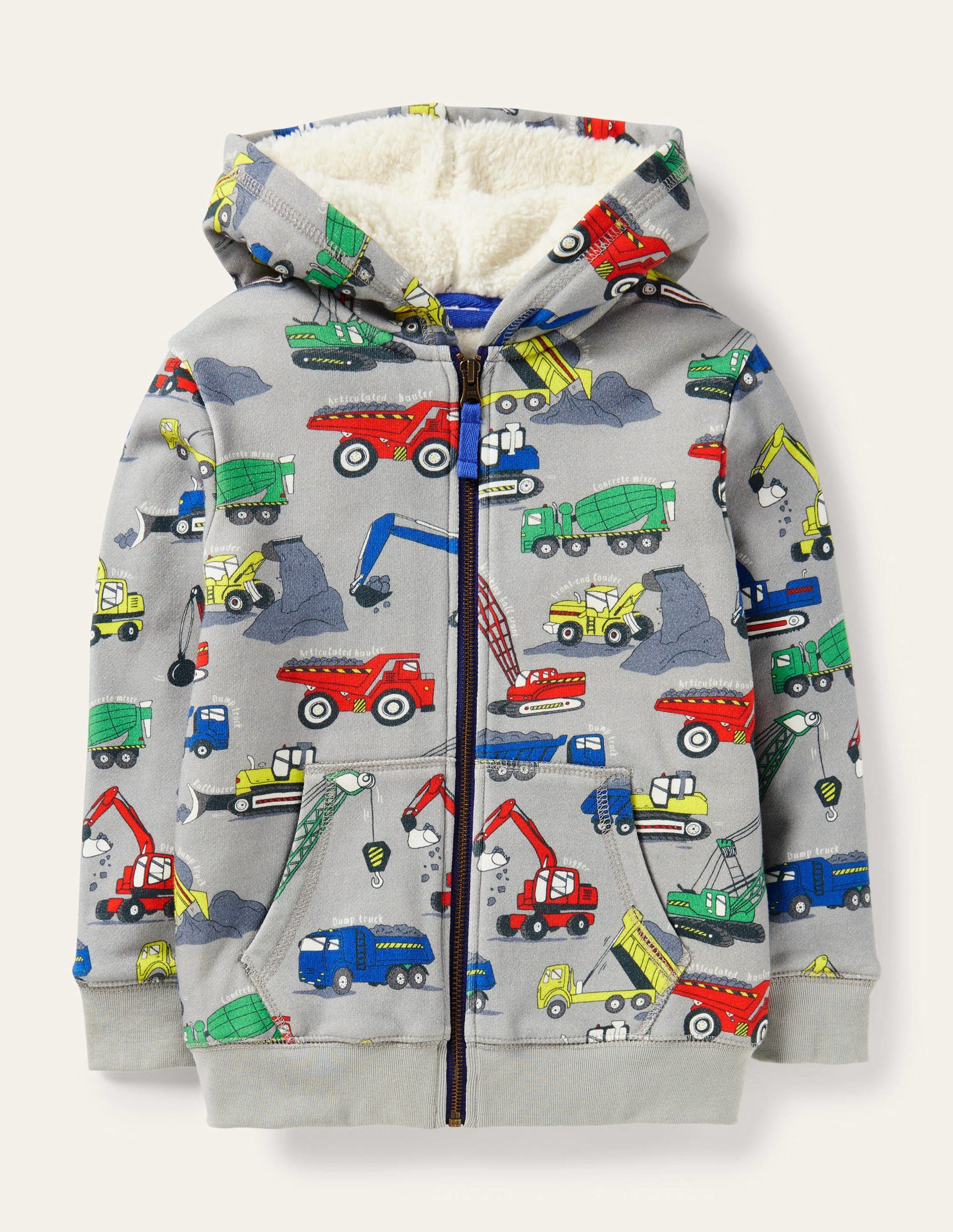 Gemusterter Hoodie mit kuscheligem Futter-Grau Meliert, Baustelle-1