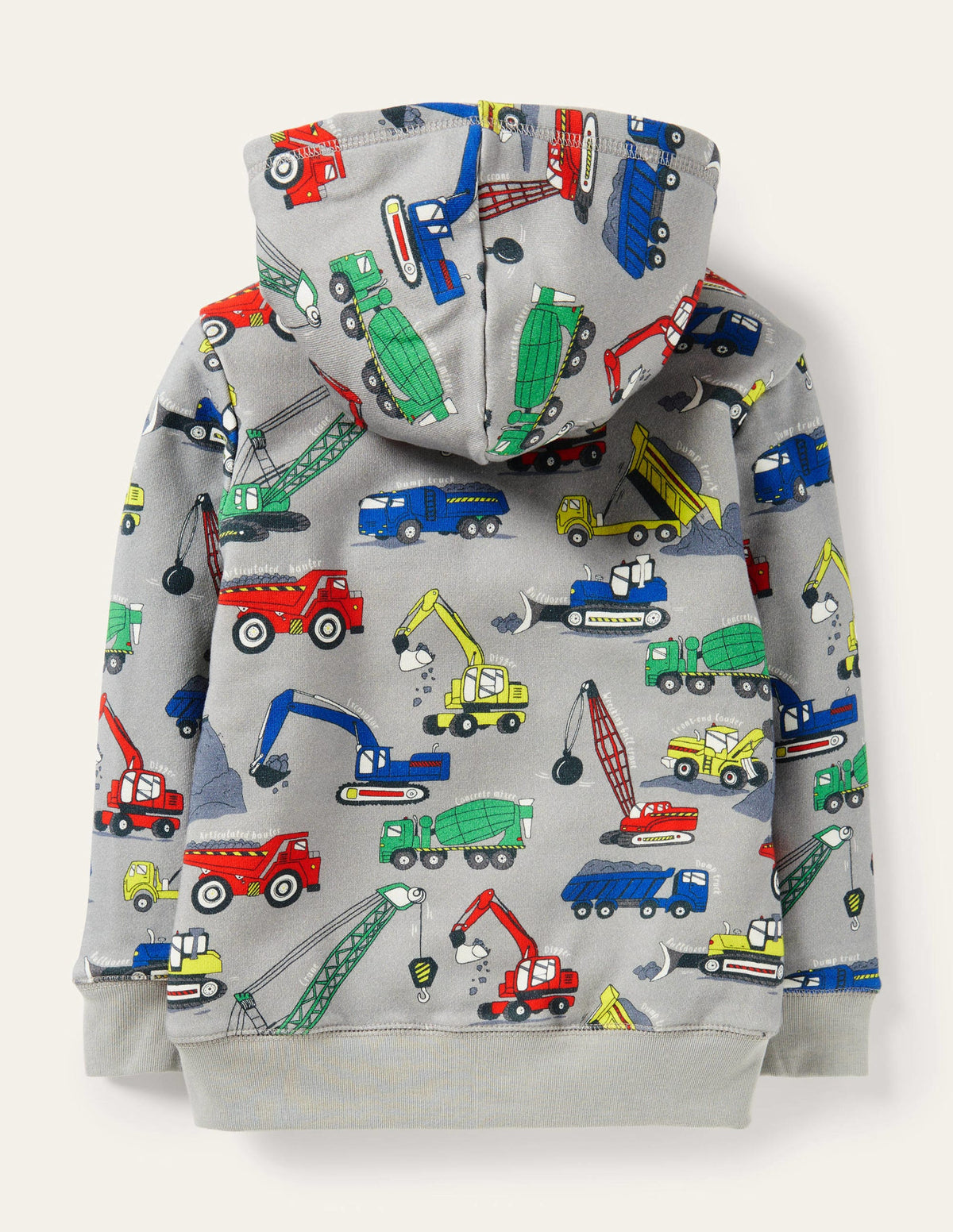 Gemusterter Hoodie mit kuscheligem Futter-Grau Meliert, Baustelle-2