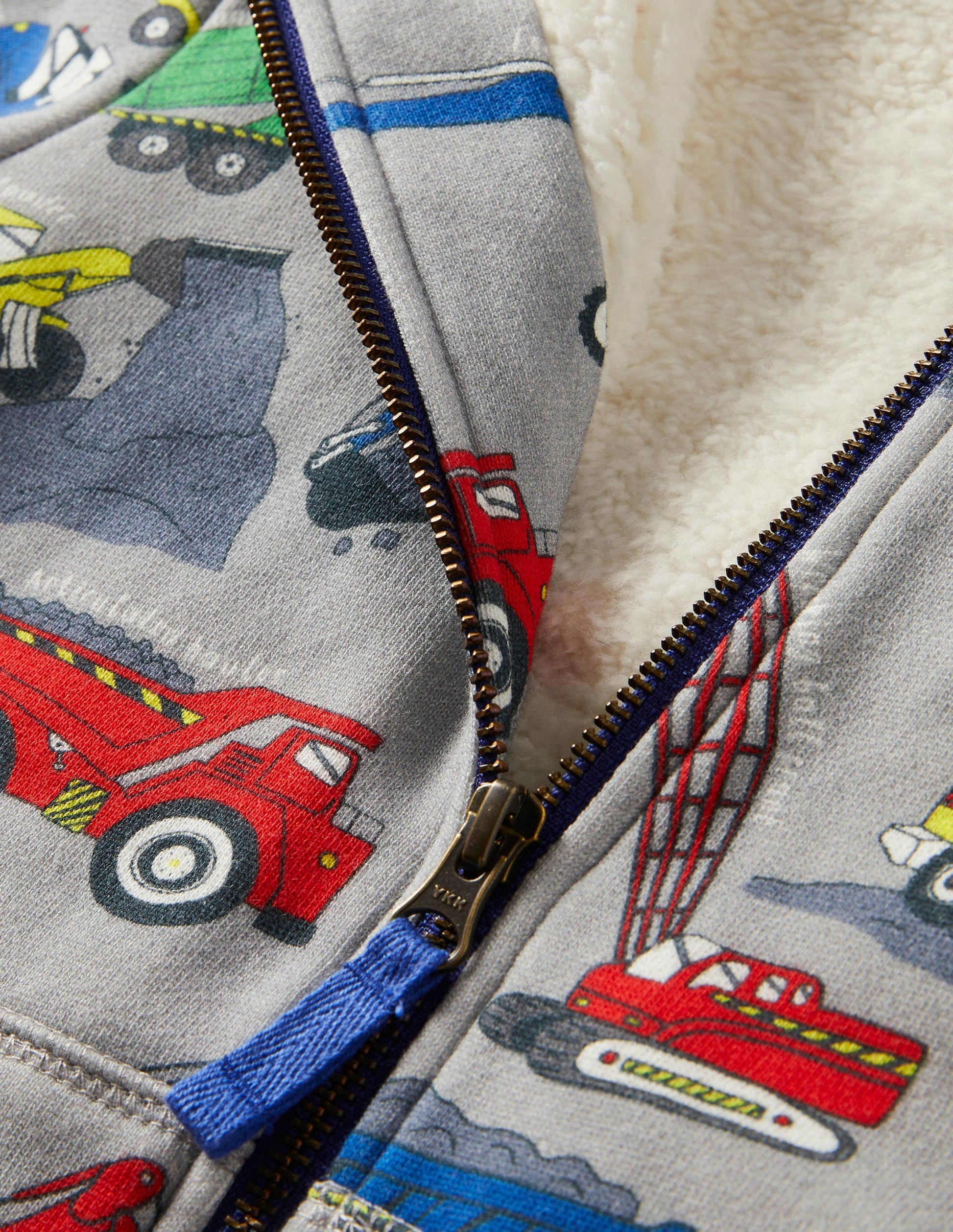 Gemusterter Hoodie mit kuscheligem Futter-Grau Meliert, Baustelle-3