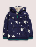 Navy Star Print Fleece-Lined Hoodie-Étoiles brillantes bleu marine universitaire