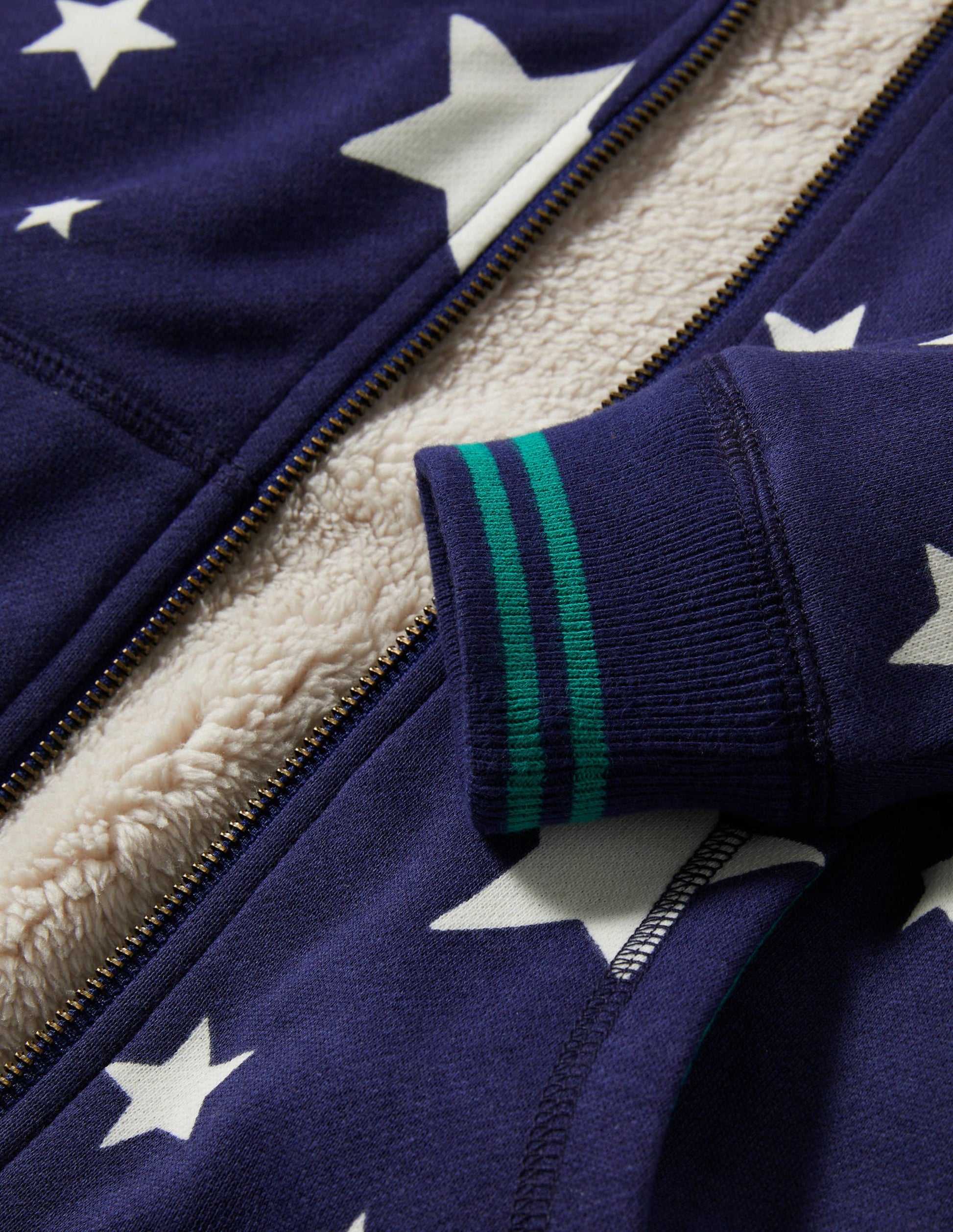 Navy Star Print Fleece-Lined Hoodie-Étoiles brillantes bleu marine universitaire-3