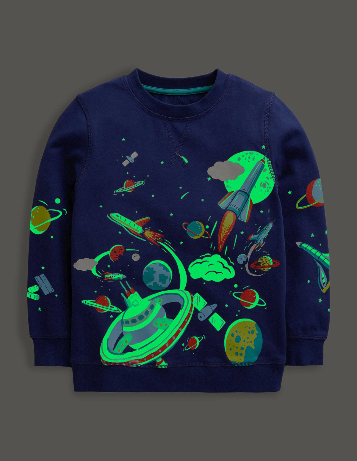 Glowing Space Sweatshirt-Motif spatial bleu marine écolier - Image 4
