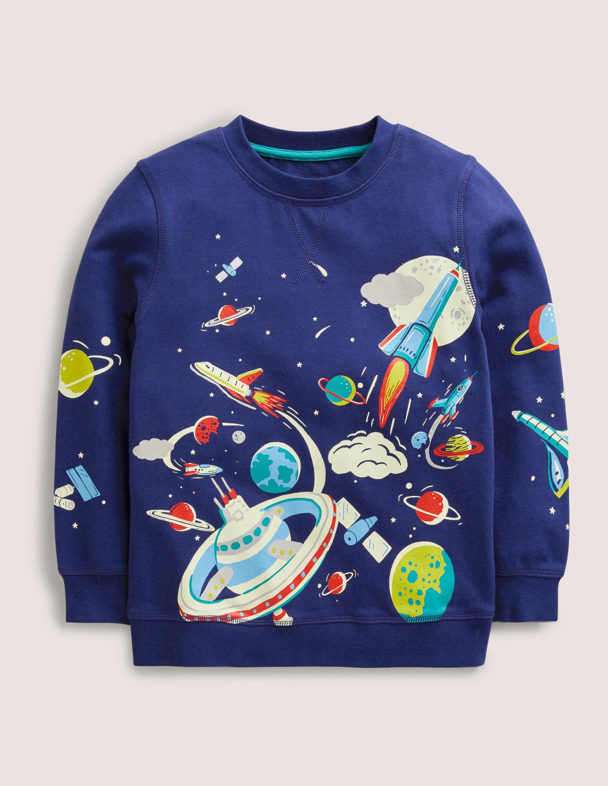 Glowing Space Sweatshirt-Motif spatial bleu marine écolier - Image 9