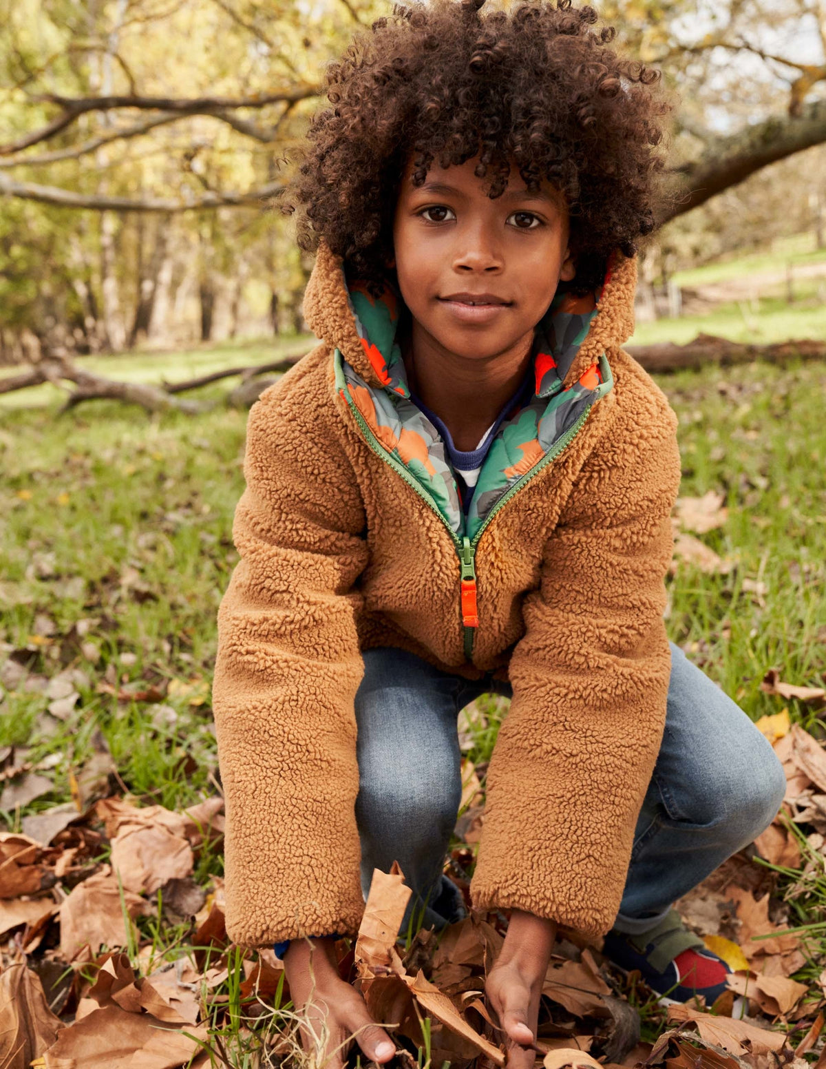 Autumn Leaf Reversible Teddy Puffer Jacket-Rosmaringrün, Herbstlaub-Camouflage-6