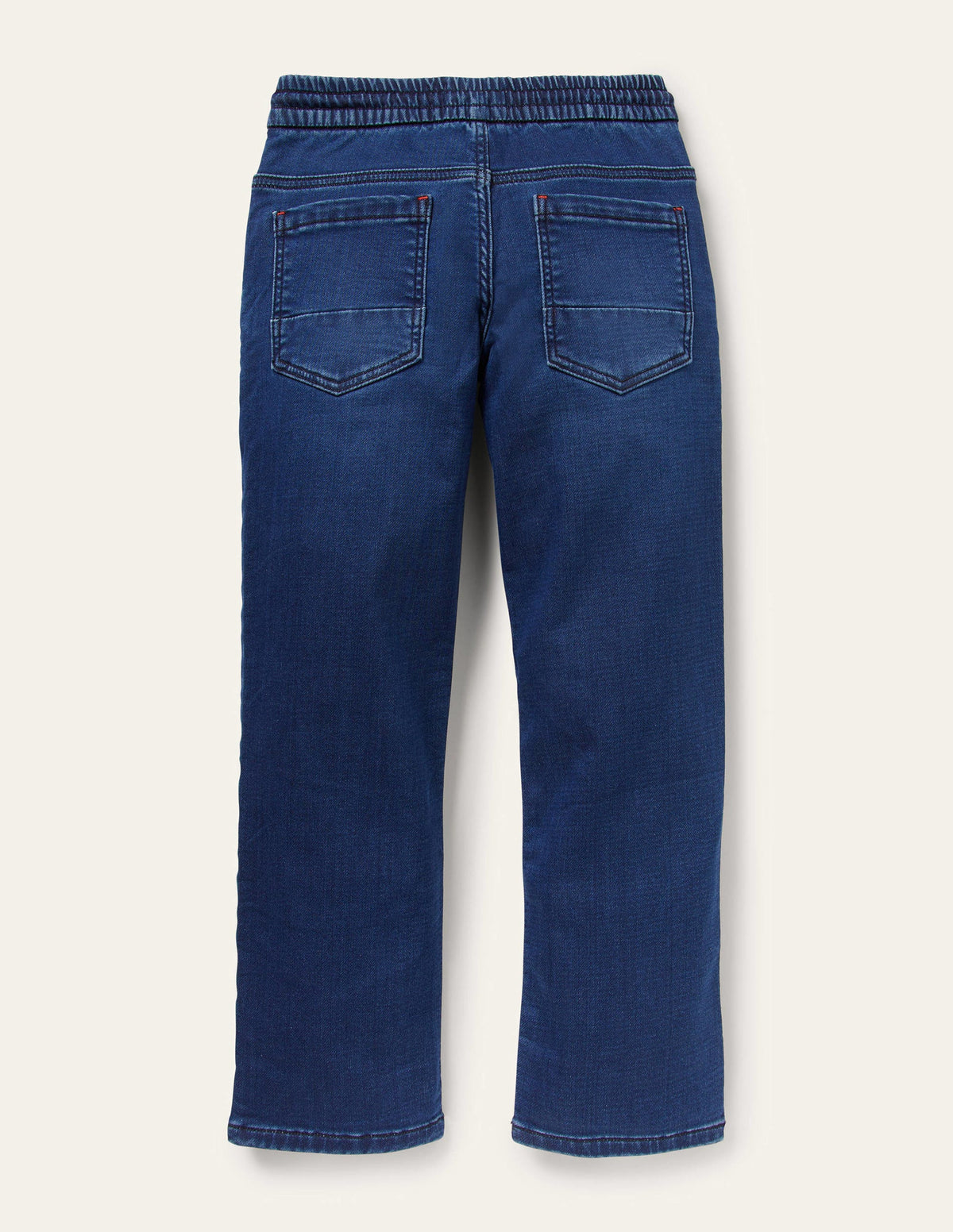 Denim Pull On Straight Leg Jeans-Mittleres Vintageblau, Denim-2