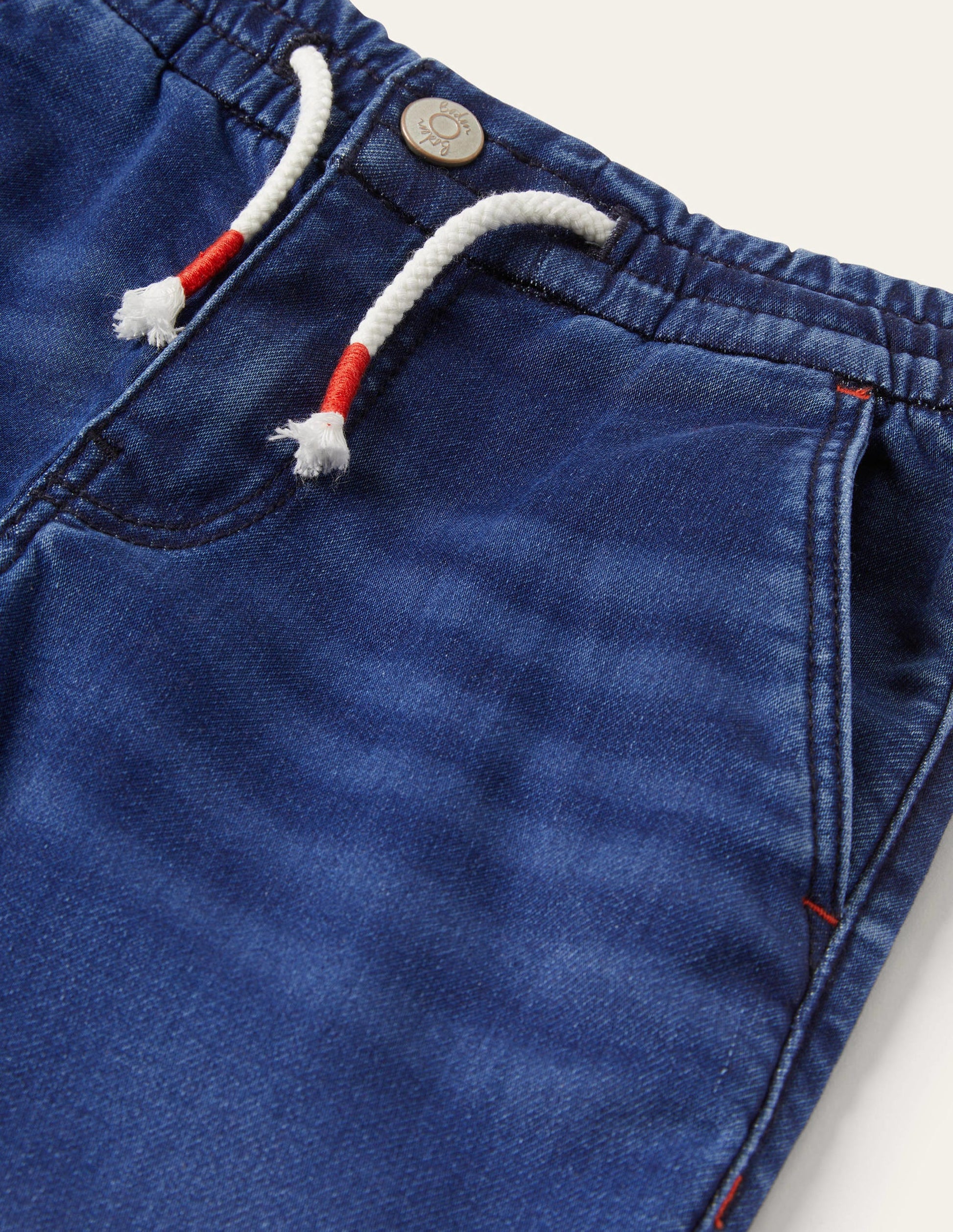 Denim Pull On Straight Leg Jeans-Mittleres Vintageblau, Denim-3
