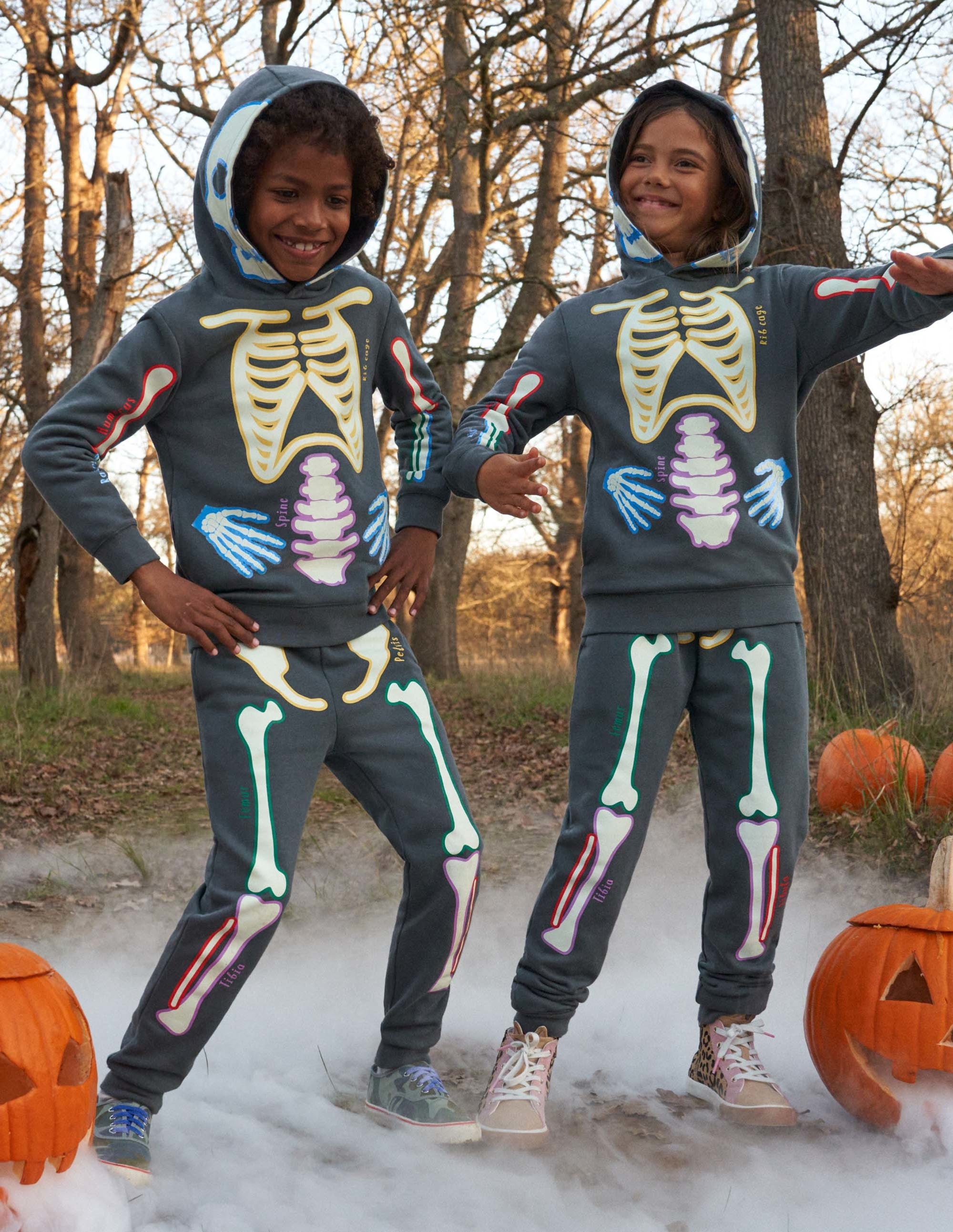 Halloween Skeleton Joggers-Smoke Grey Skeleton - Image 5