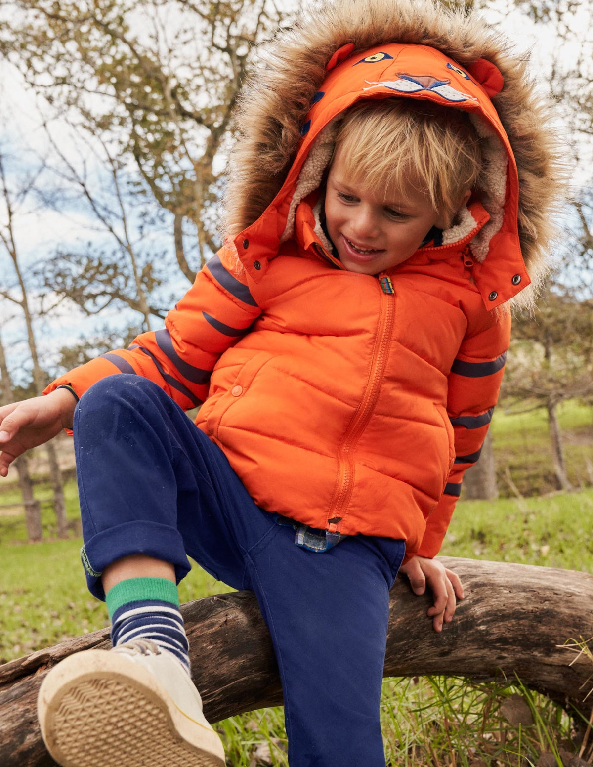 Fröhliche wattierte Jacke-Mandarinenorange, Tiger-5