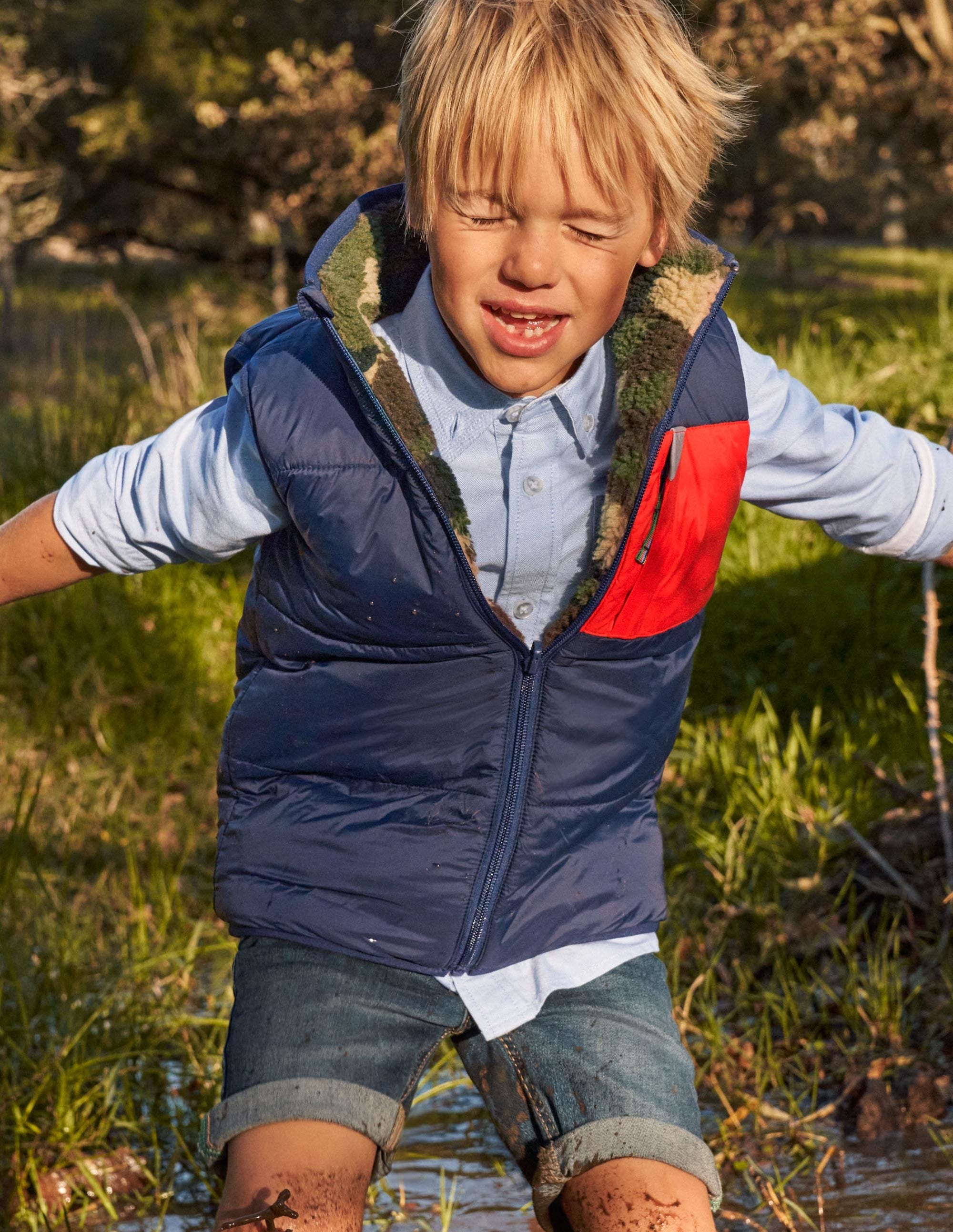 Reversible Navy/Camo Borg Gilet-Schuluniform-Navy/Camouflage, Borg - Image 5