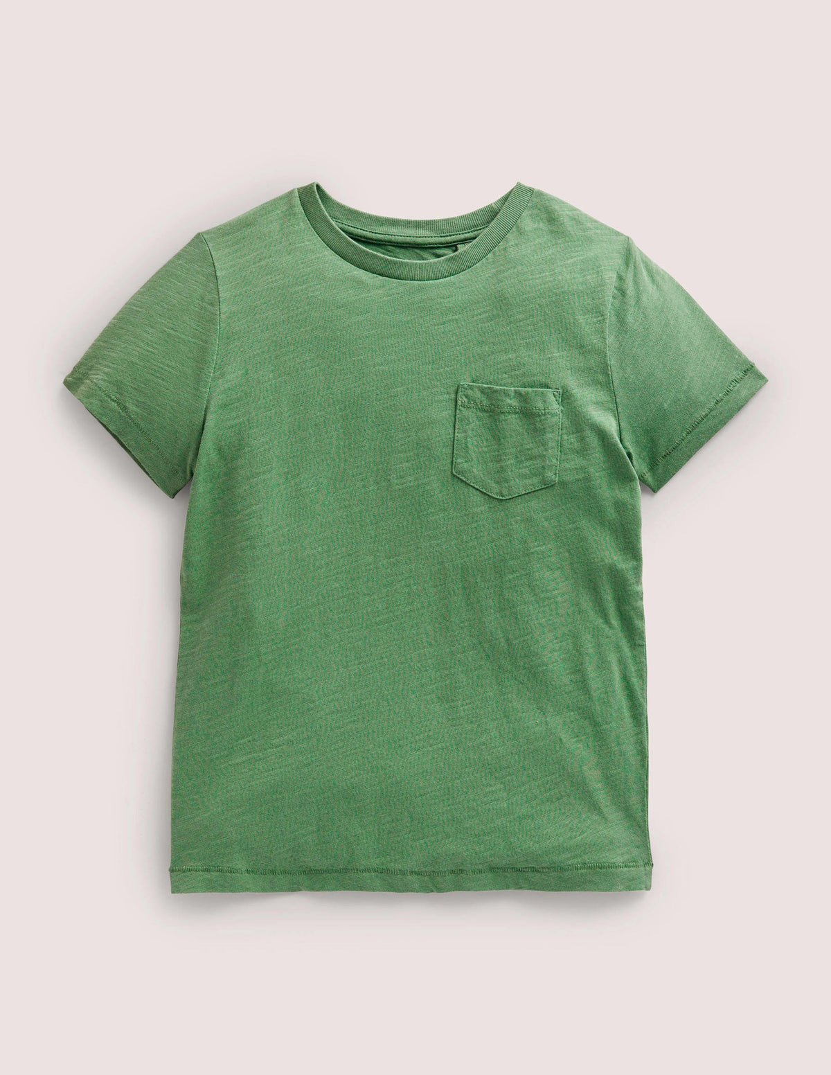 Vorgewaschenes Flammgarn-T-Shirt mit Stückfärbung-Dunkles Grasgrün - Image 1