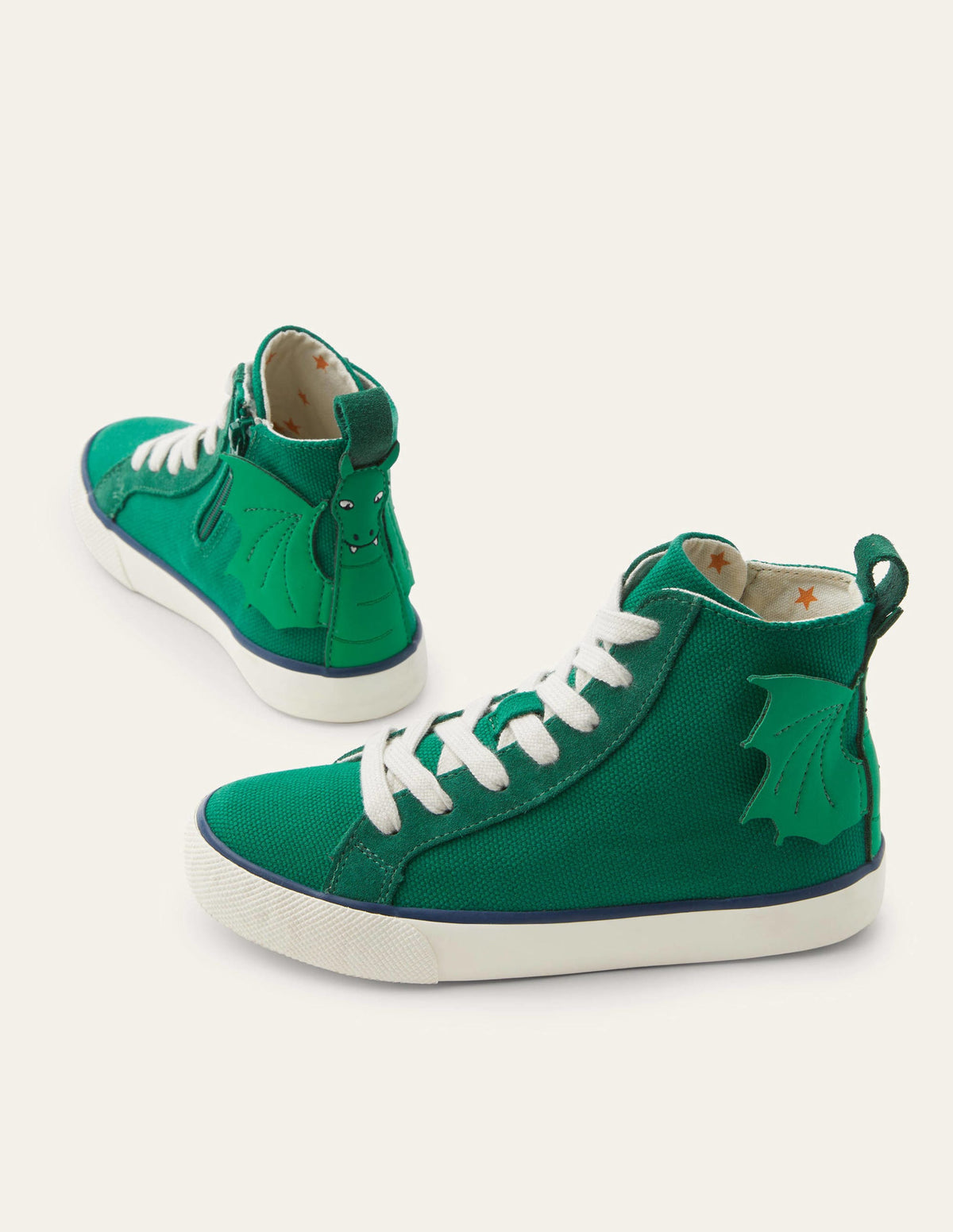 Hohe Canvas-Sneaker-Waldgrün, Drache - Image 1