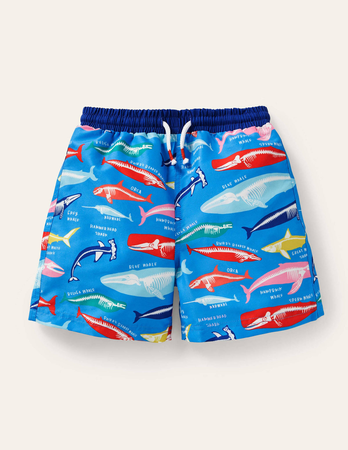 Short de bain imprimé-Bleu Malibu, motif Whales Bones - Image 1