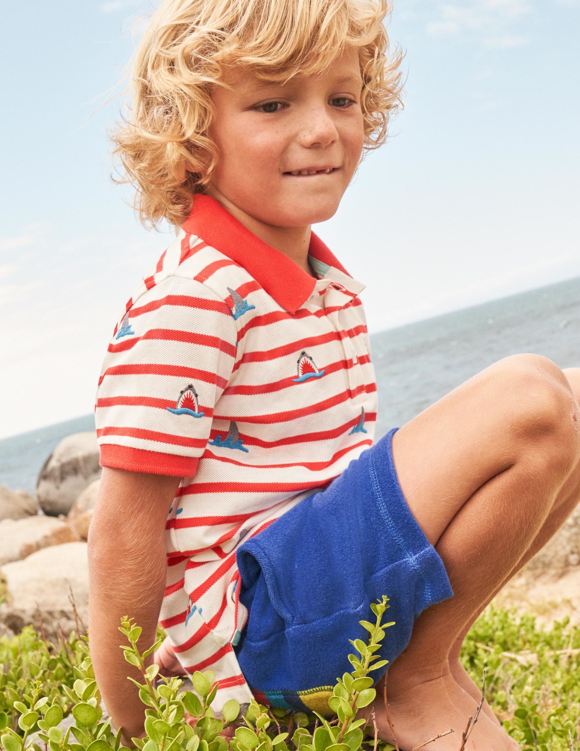 Frottee-Sweatshorts-Wellenblau, Regenbogen - Image 4
