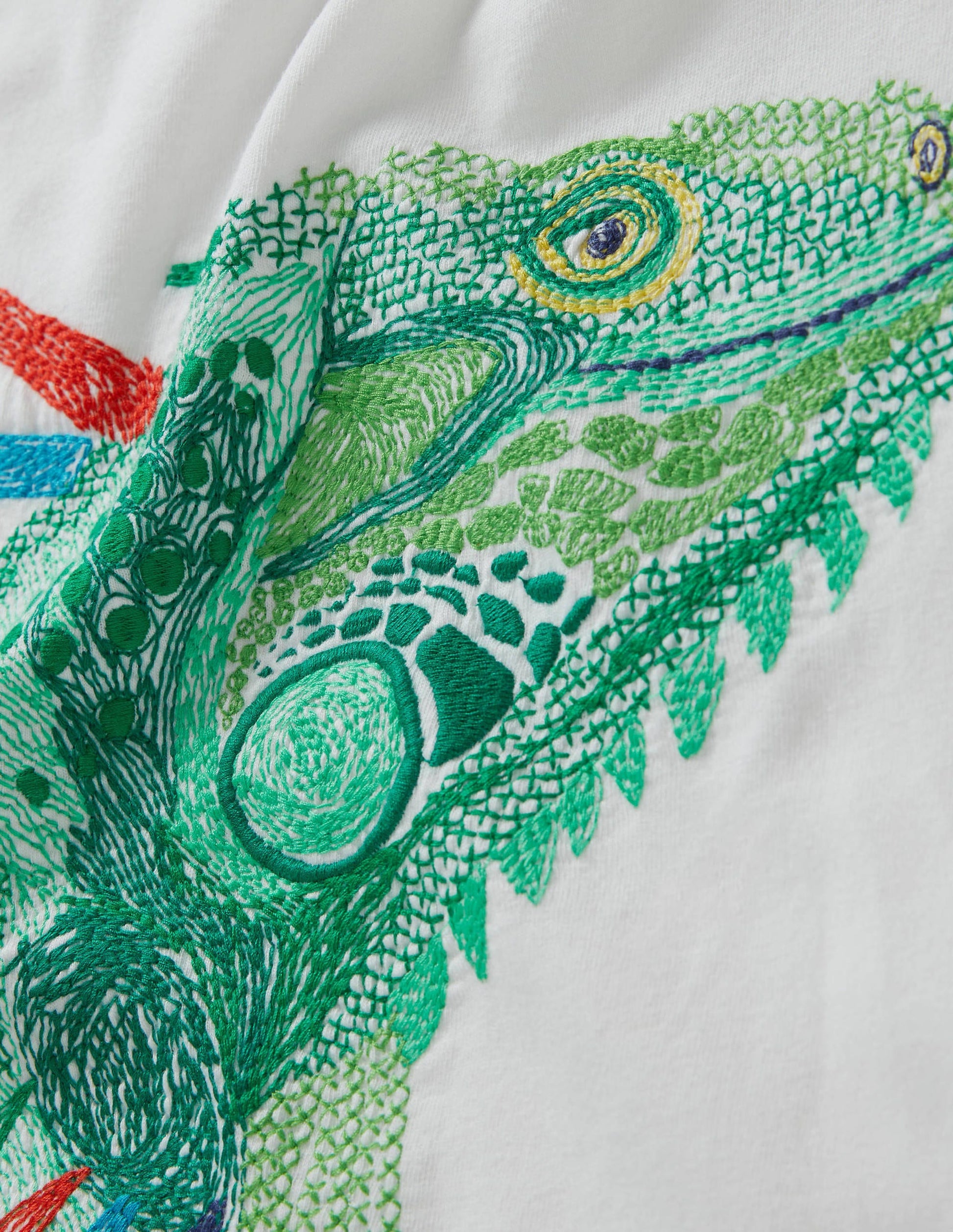 T-Shirt mit Superstitch-Naturweiß, Leguan-3