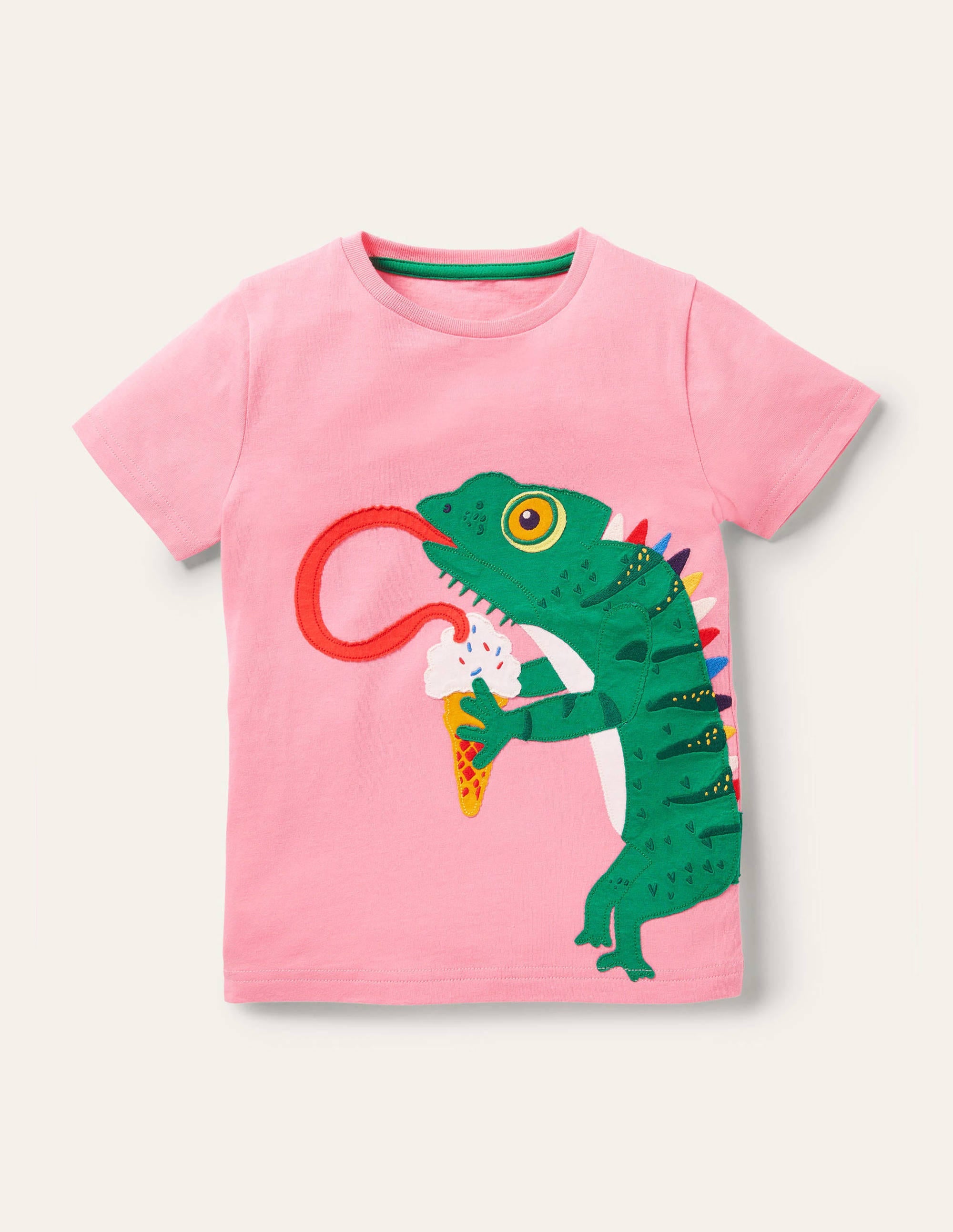 T-shirt à appliqué recto verso-Caméléon limonade rose - Image 1