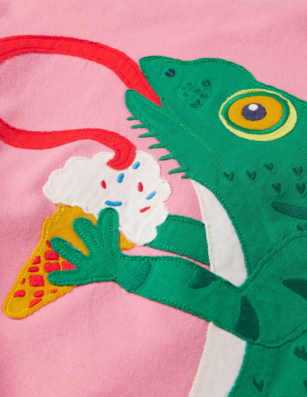 T-shirt à appliqué recto verso-Caméléon limonade rose-3