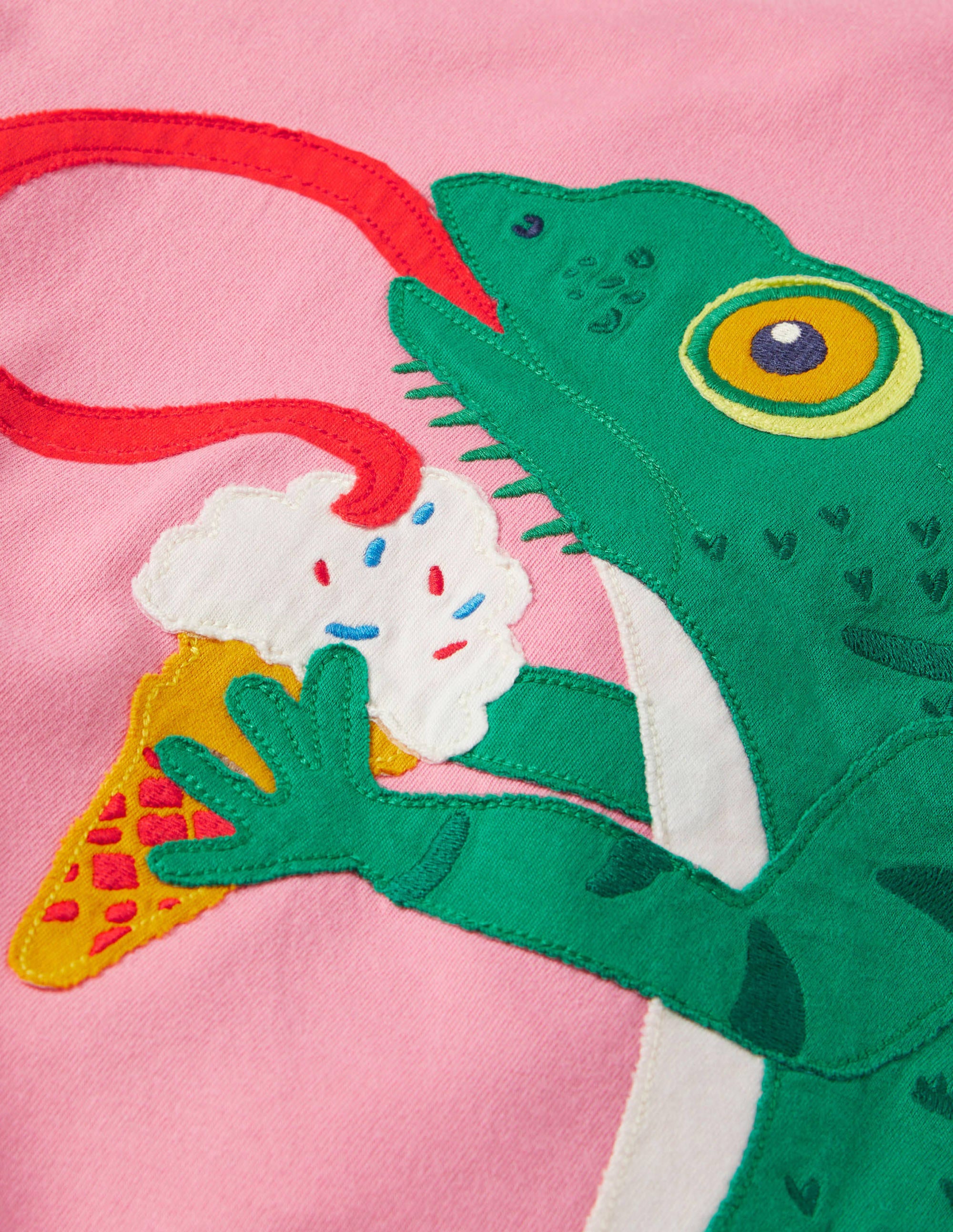 T-shirt à appliqué recto verso-Caméléon limonade rose - Image 3