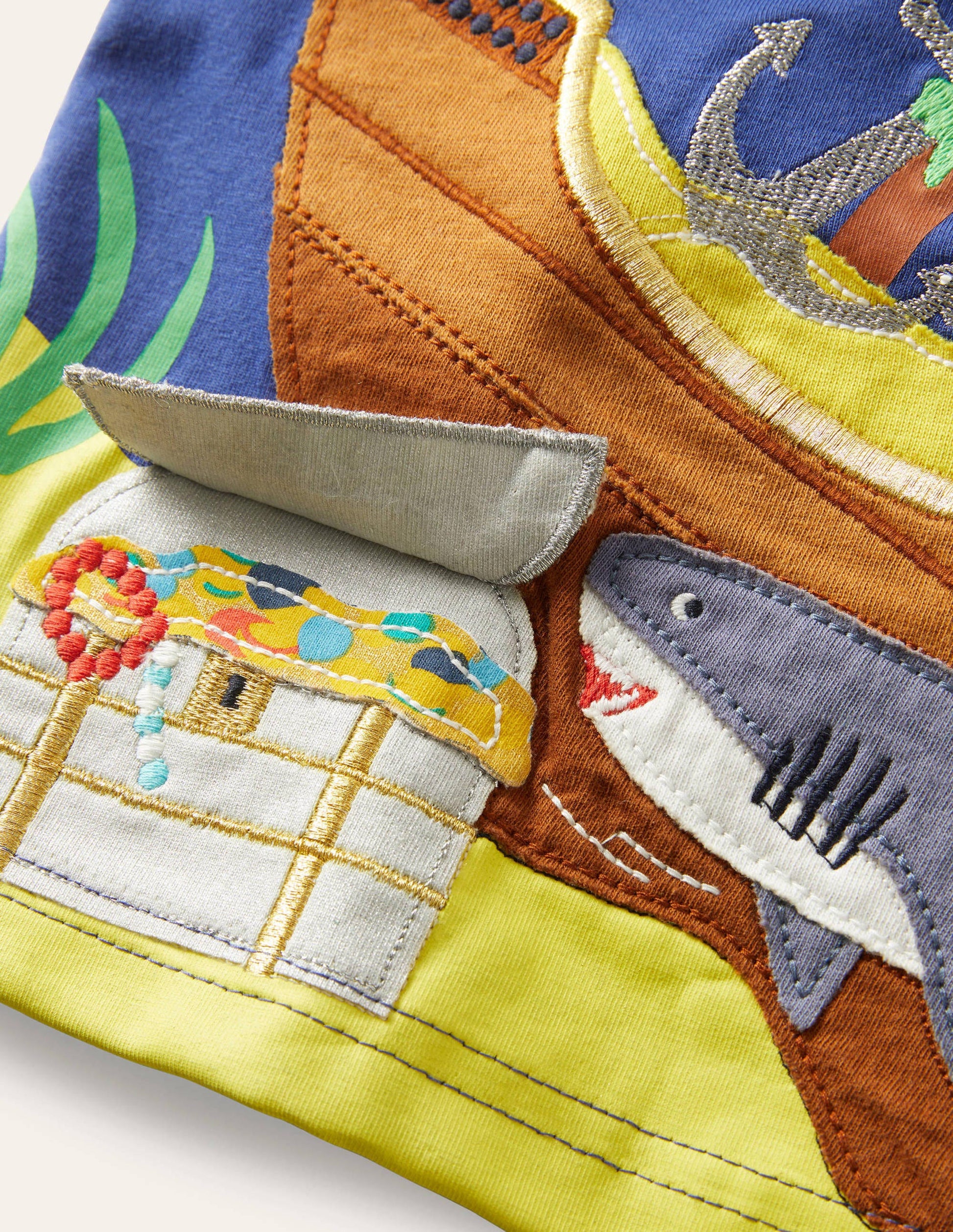 T-Shirt mit Aufklappmotiv-Segelblau, Piratenschiff-3