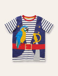 T-shirt façon déguisement-Pirate ivoire/bleu tribord