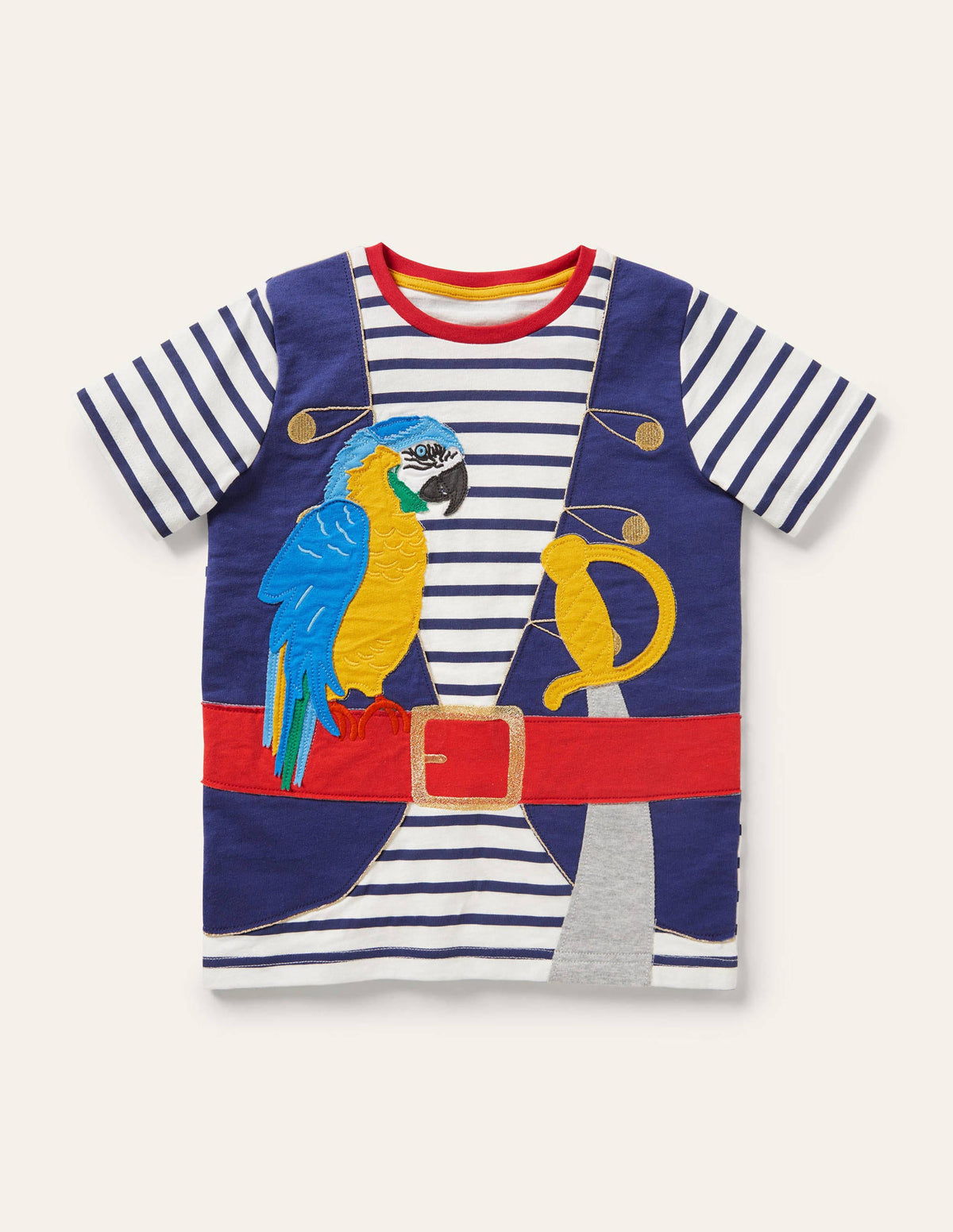 T-shirt façon déguisement-Pirate ivoire/bleu tribord-1