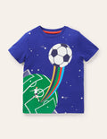 Sport Printed Graphic T-shirt-Blue Wave Football
