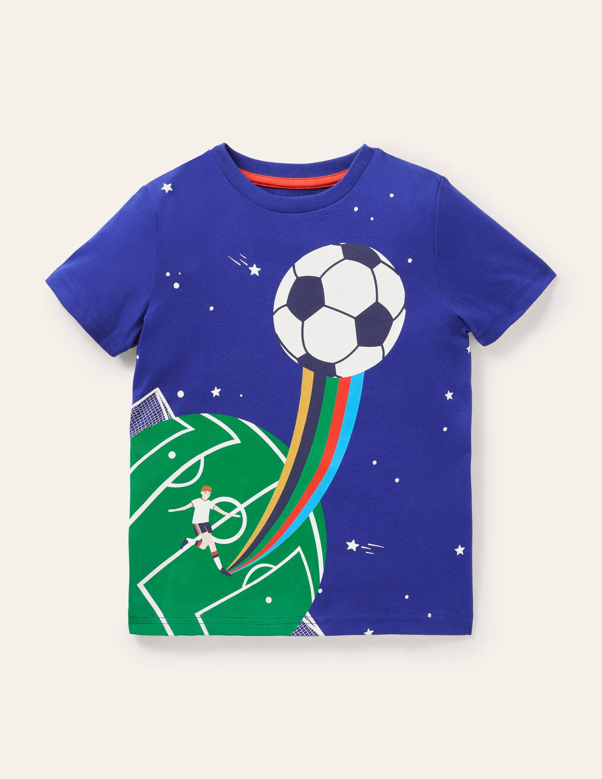 Sport Printed Graphic T-shirt-Blue Wave Football-1
