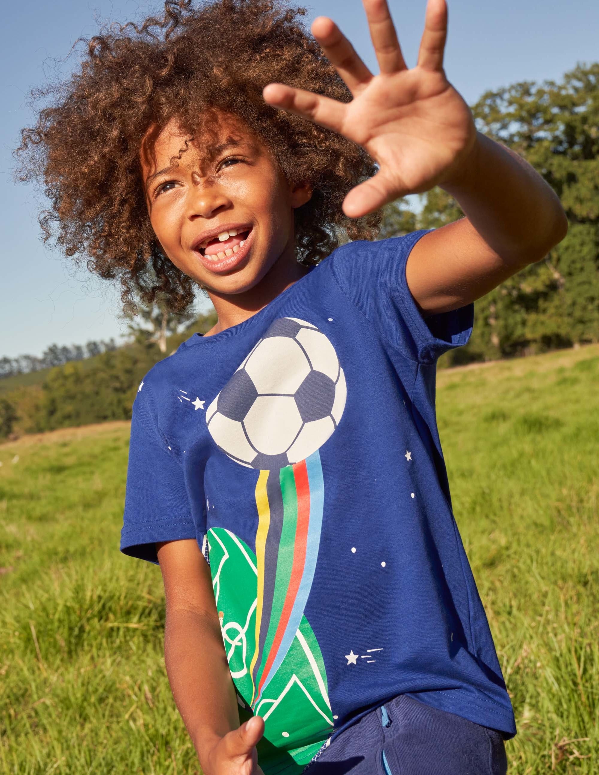 Sport Printed Graphic T-shirt-Blue Wave Football - Image 7