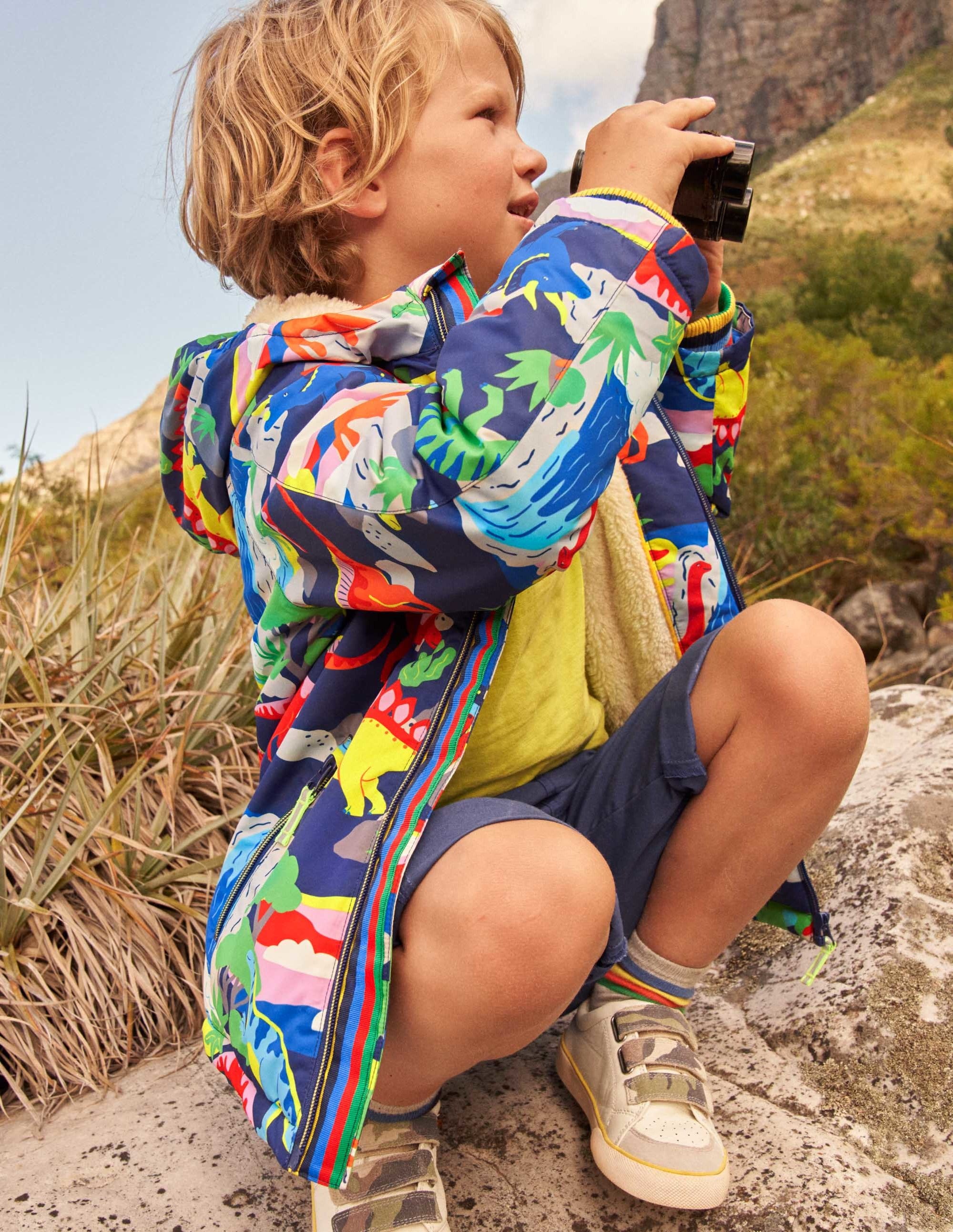 Anorak à doublure sherpa cosy-Dinosaure multi bleu tribord - Image 5