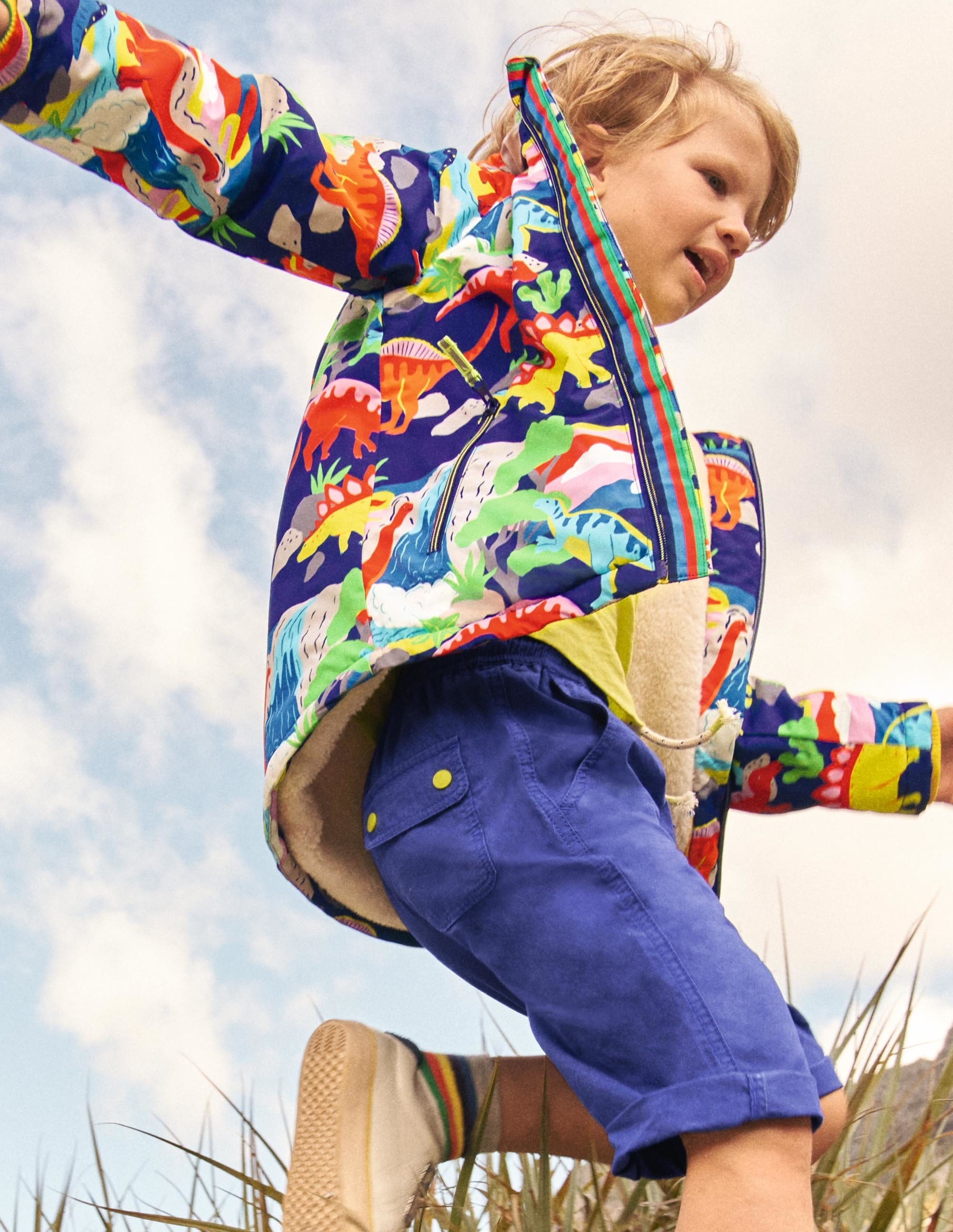Anorak à doublure sherpa cosy-Dinosaure multi bleu tribord - Image 6