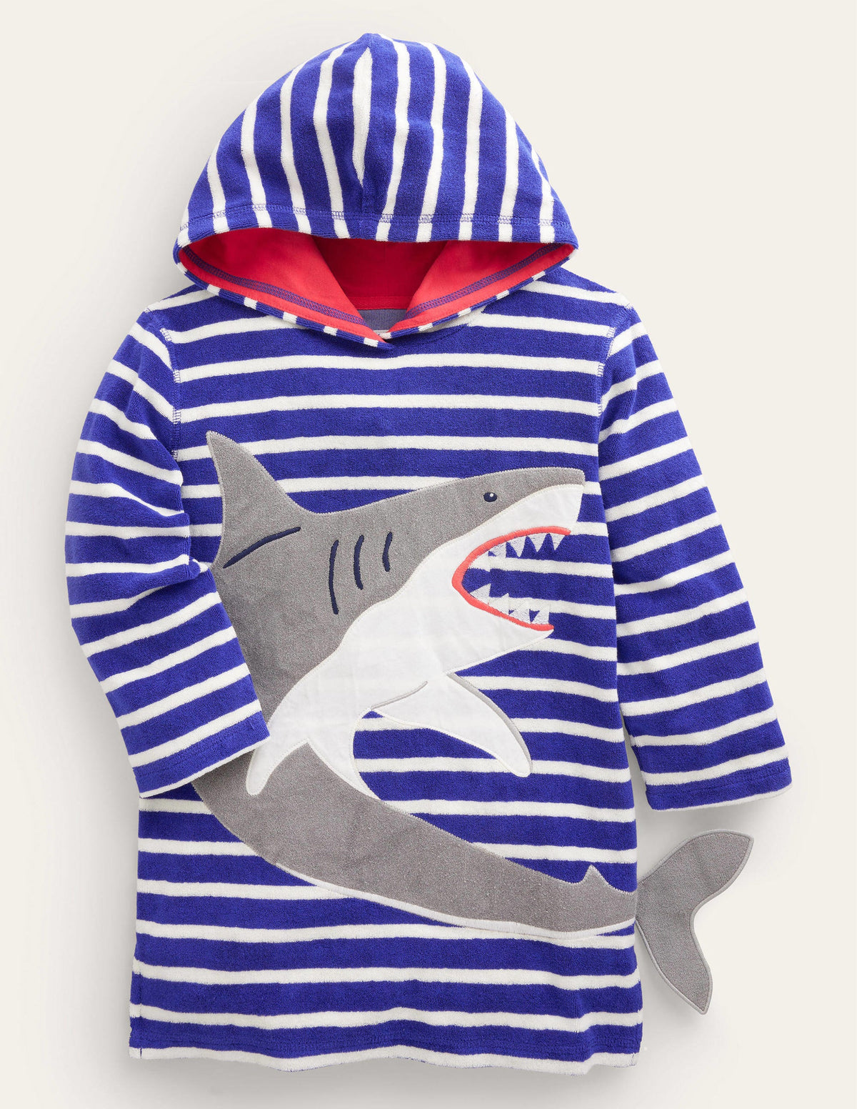 Frottee-Badeponcho mit Applikation-Stahlblau, Hai - Image 1