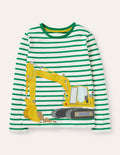 Lift-the-flap Vehicle T-shirt-Ivory/Highland Green Digger