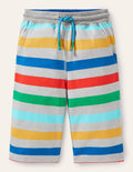 Jersey-Baggyhose-Grau, Regenbogenstreifen