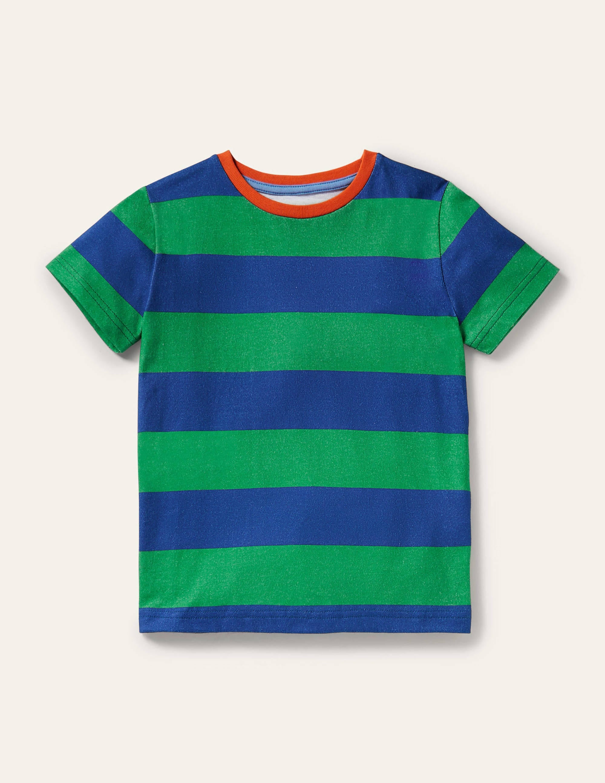 Vorgewaschenes T-Shirt aus Flammgarn-Paprikagrün/Blau, Welle - Image 1