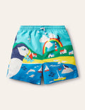 Gemusterte Badeshorts-Wasserblau, Papageitaucher