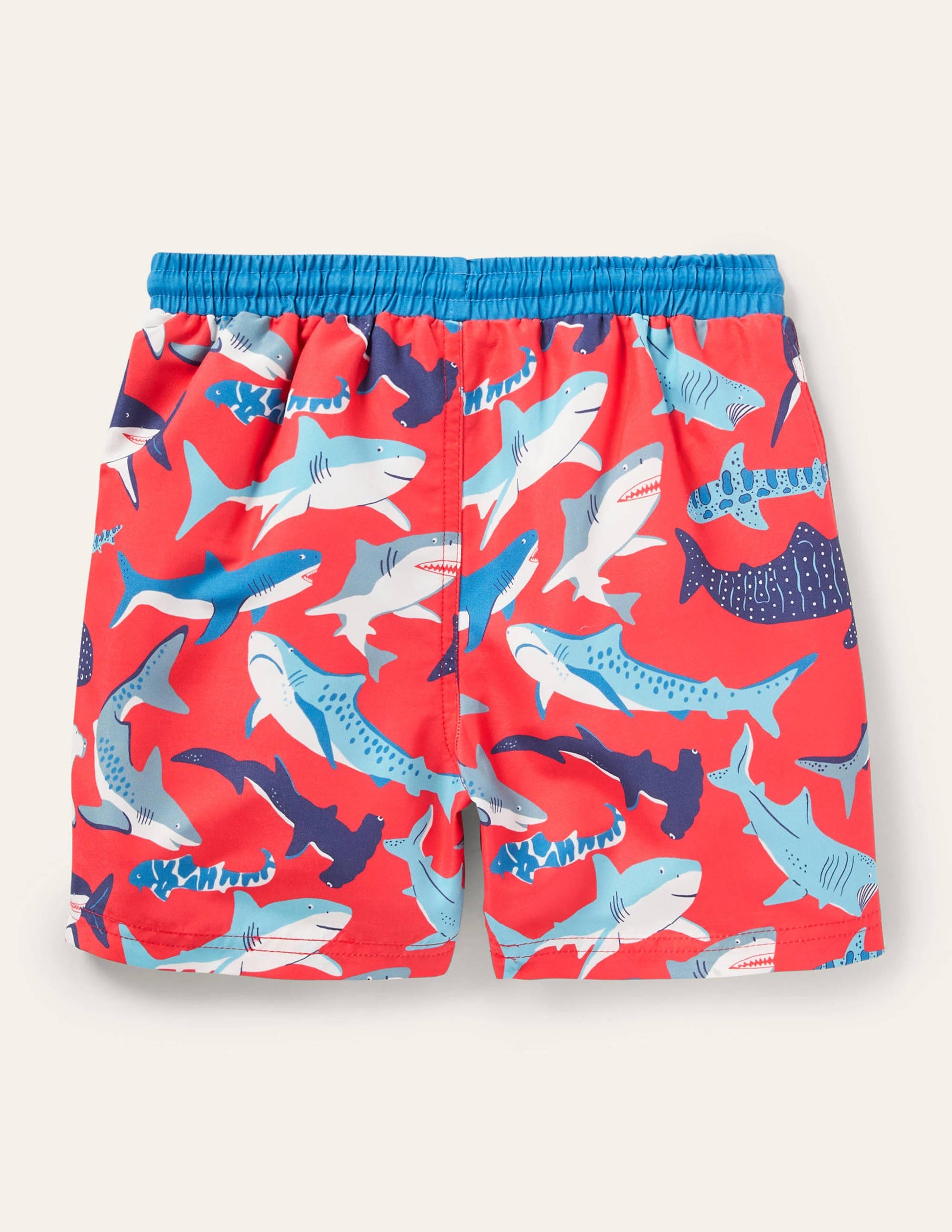 Gemusterte Badeshorts-Zartes Rot, Haie-2